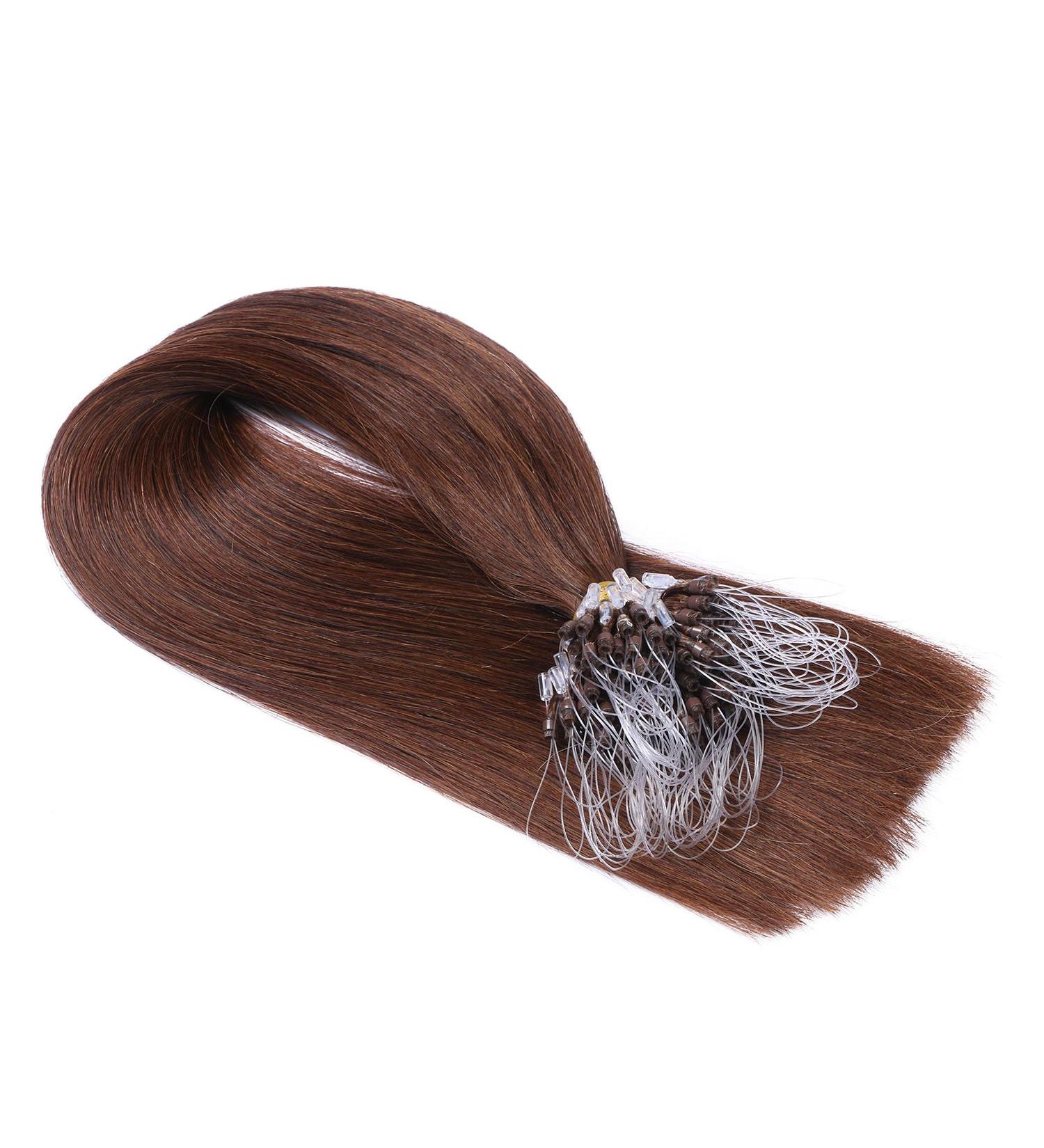 High-Quality Micro Ring Hair Extensions #4 Chocolate Brown - 50cm 150 Strands 100% Remy Real Hair - Easy Application by Professionals - Buy Online on GoSupps.com