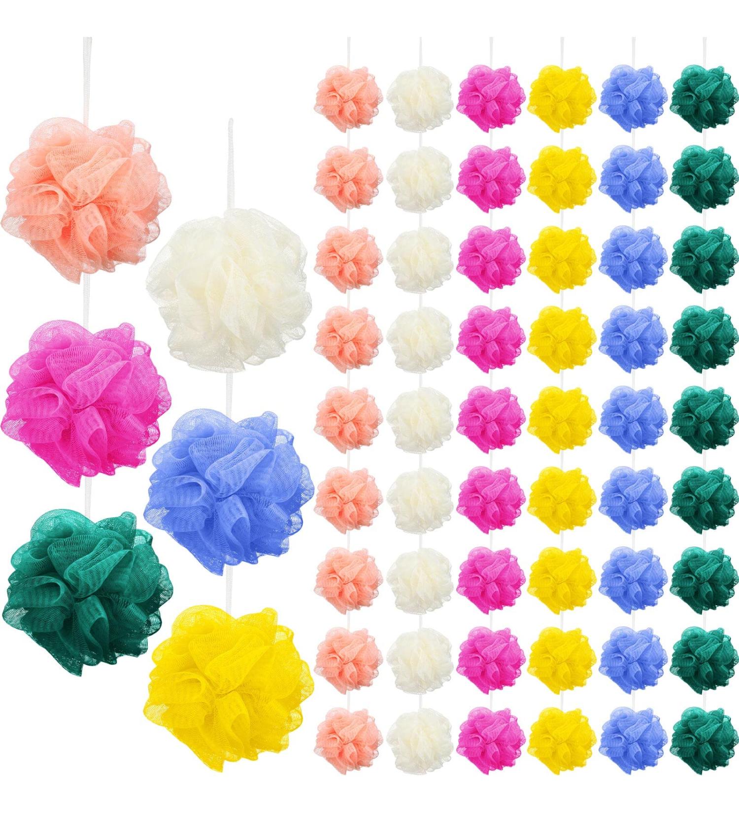 100 Pcs Bath Sponge Shower Loofahs Bulk Exfoliating Body Scrubber Pack - Assorted Colors - Bathing Accessories for Kids, Women, Men - Mesh Balls Travel Cleaning Wash Puff - Buy Online on GoSupps.com