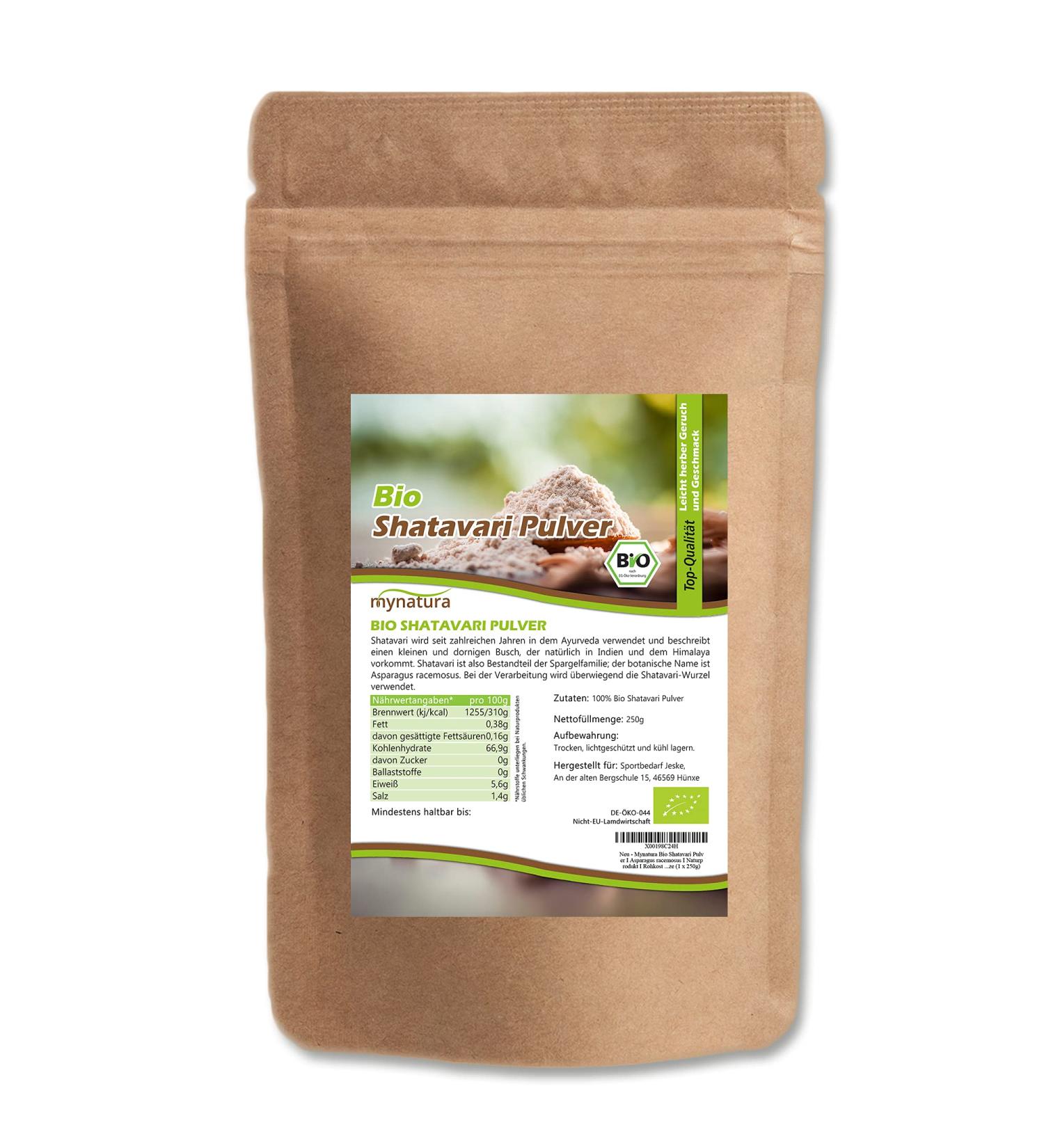 Mynatura Bio Shatavari Powder - Organic Asparagus Racemosus Root | Natural Raw Food | 500g (2 x 250g) - No Additives - Buy Online on GoSupps.com