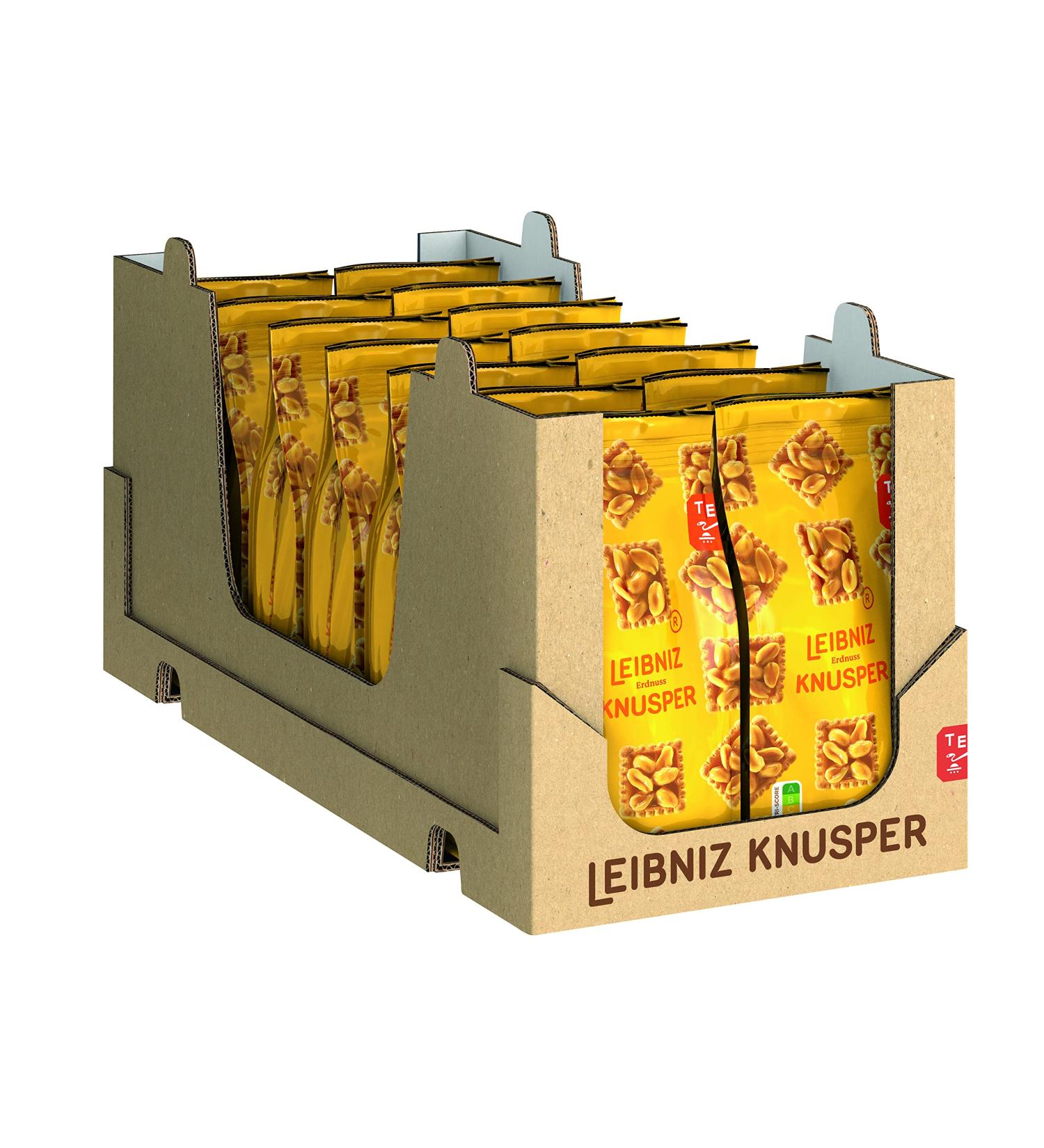 Leibniz Knusper Peanut Biscuits - 10 Pack Crispy Snacks with Caramel Cream (175g each) - International Shipping Available - Buy Online on GoSupps.com