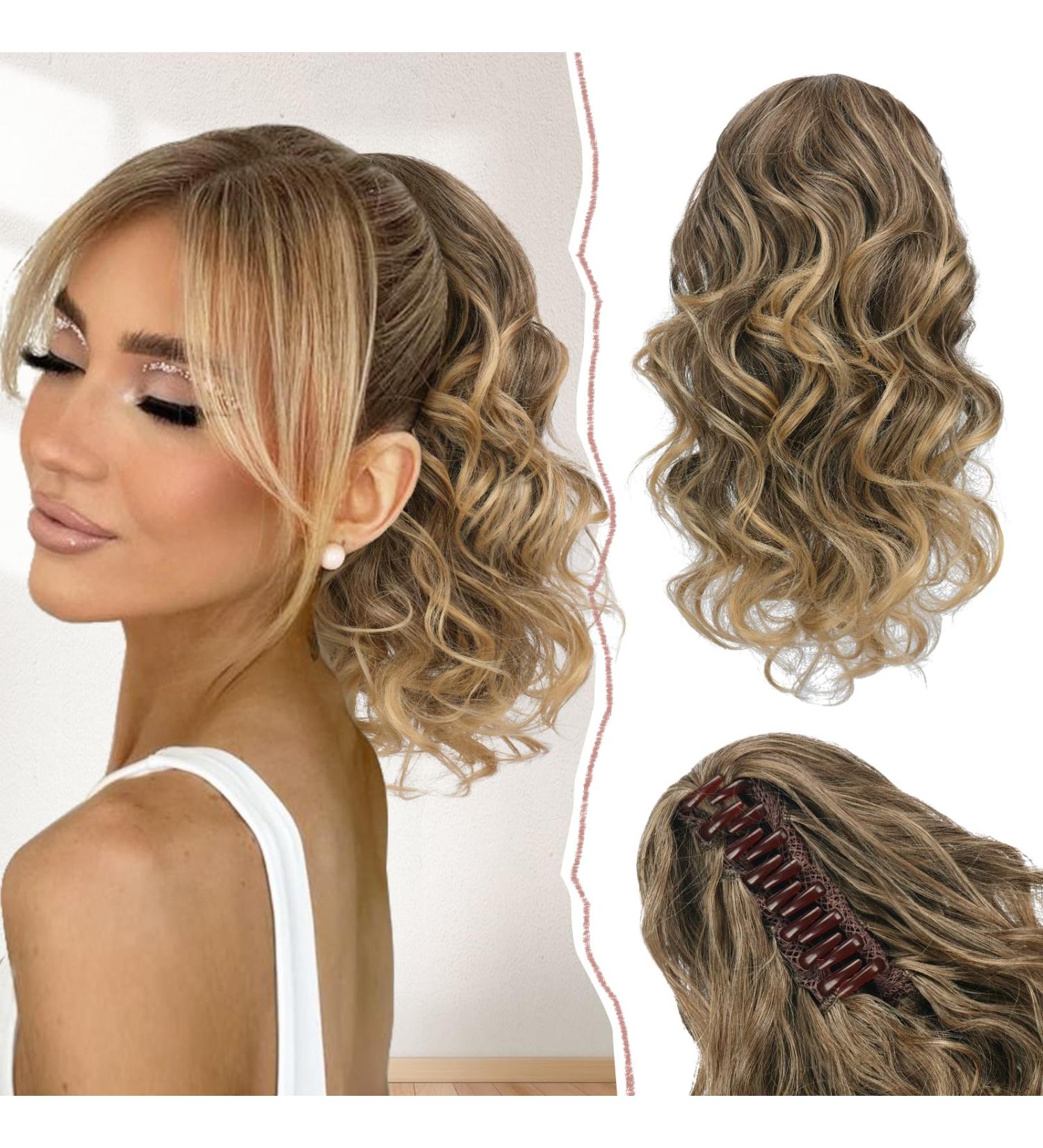Sofeiyan 13 Inch Curly Ponytail Extension in Ash Brown to Blonde - Natural Wave Synthetic Clip-in Hairpiece for Women - Buy Online on GoSupps.com