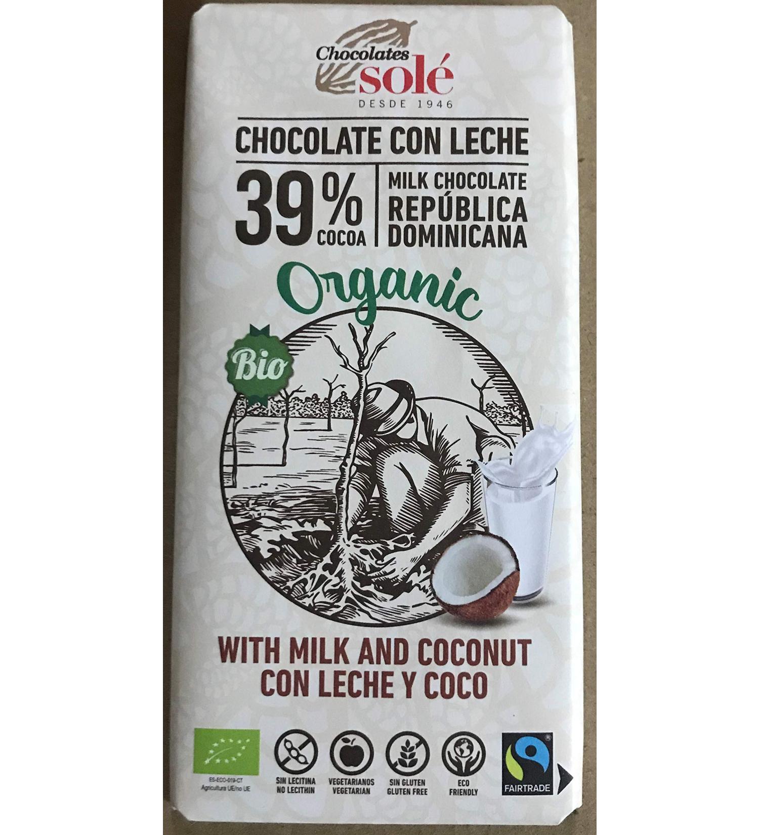 CHOCOLATES SOLE Chocolate with milk and coconut 100g.