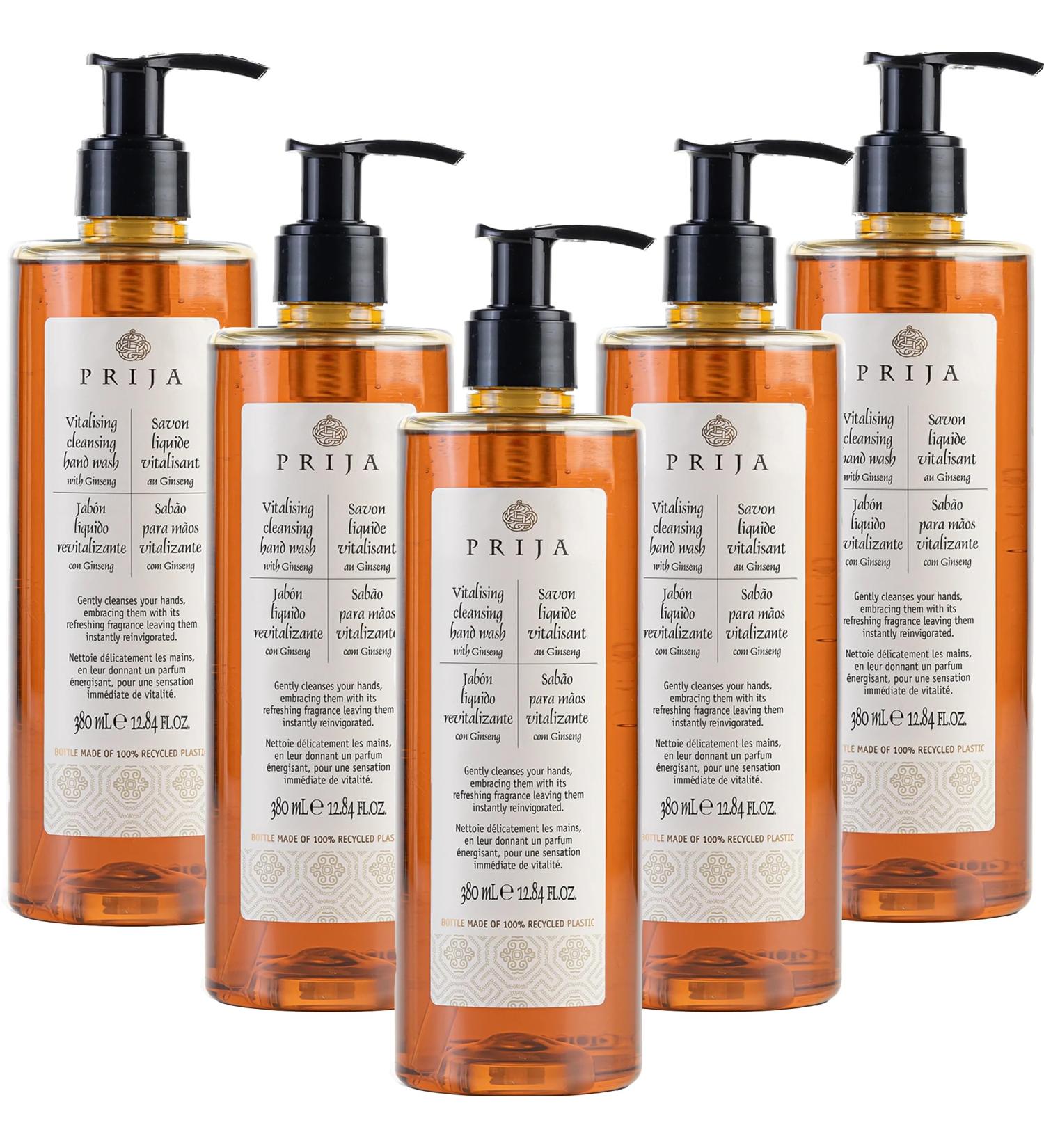 Prija Ginseng Vitalizing Liquid Soap 5 Pack - 5 x 380ml - Vegan & Dermatologically Tested - Daily Use - Buy Online on GoSupps.com
