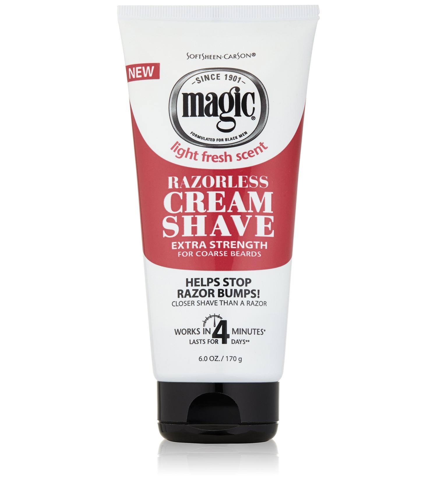 SoftSheen-Carson Magic Razorless Shaving Cream for Men - Extra Strength Hair Removal Cream for Coarse Beards - 6 oz Depilatory Cream - Works in 4 Minutes - Pack of 1 - Buy Online on GoSupps.com