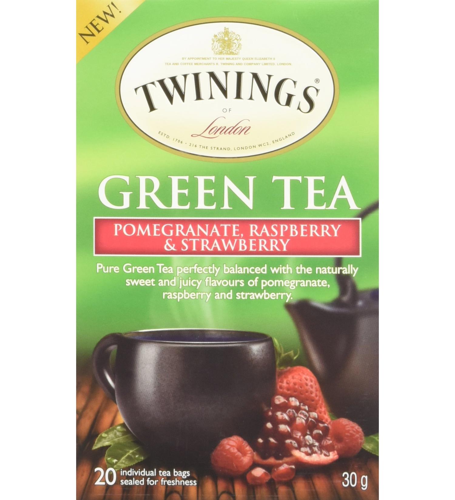 Twinings of London Pomegranate Raspberry and Strawberry Green Tea Bags 20 Count Pomegranate Raspberry and Strawberry Green Tea 20 Count (Pack of 1)