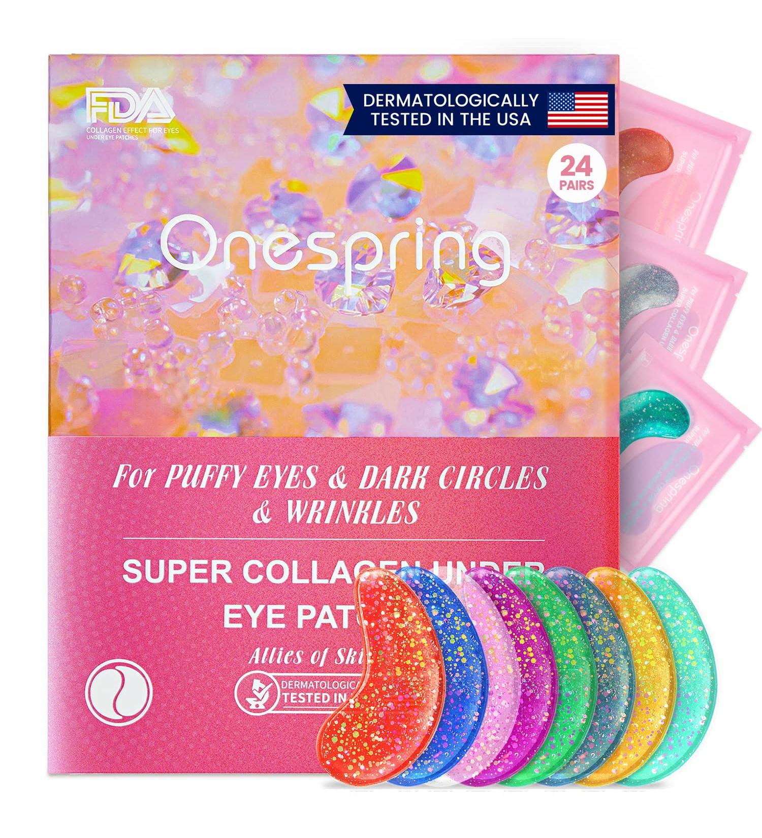 Onespring Under Eye Patches (24 Pairs) - Collagen Eye Masks for Wrinkles, Puffy Eyes, Dark Circles - Beauty & Personal Care - 24 Count Pack - Buy Online on GoSupps.com