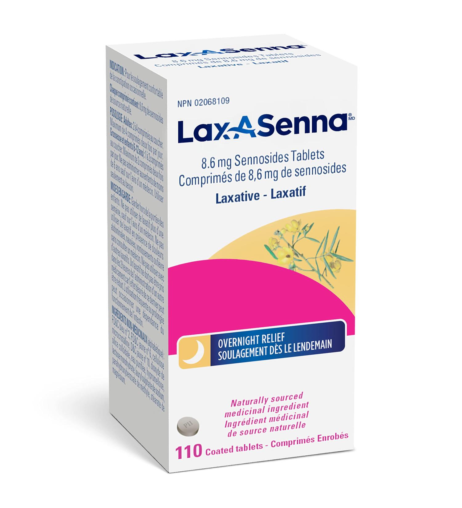 Lax-A-DAY Lax-A-Senna Sennosides Stimulant Laxative | Naturally Sourced Medicinal Ingredients Fast-Acting Overnight Relief of Occasionnal Constipation | 110 Tablets Lax-a-Senna (Tablets) 110 tablets - Buy Online on GoSupps.com