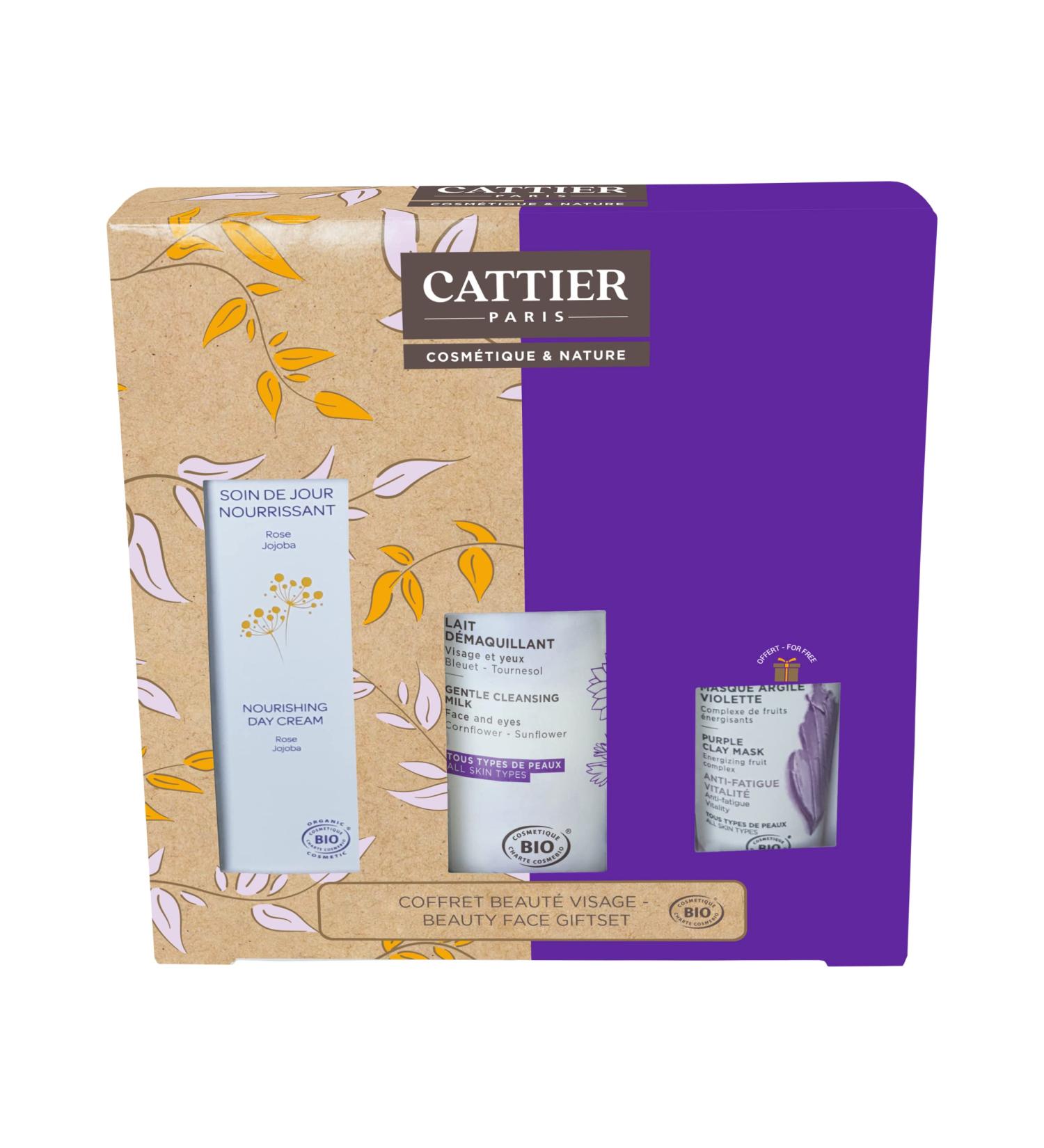 Cattier - Face Beauty Set - Day Care + Cleansing Milk + Violet Clay Mask 280.0 grams - Buy Online on GoSupps.com