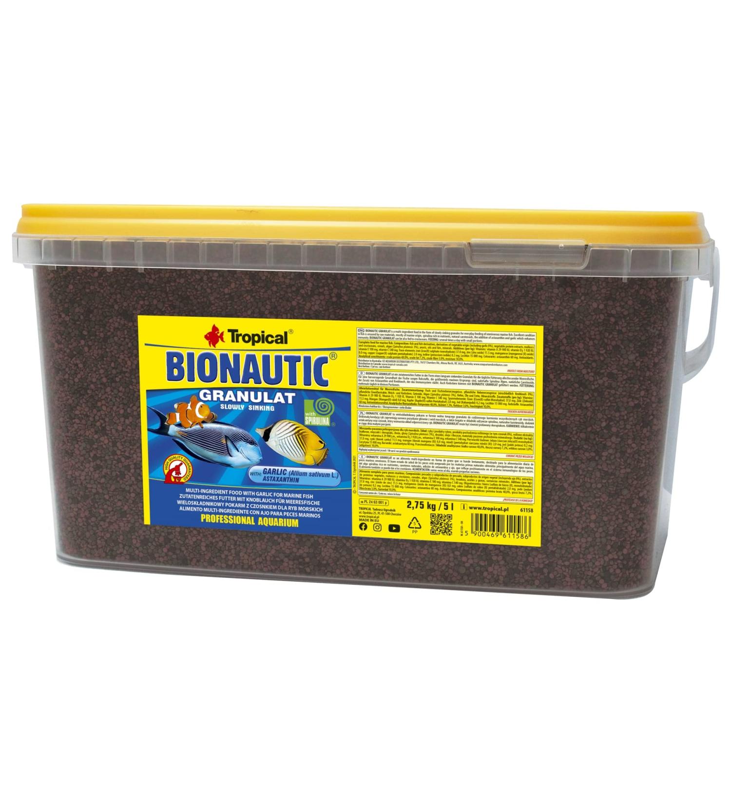 BIONAUTIC GRANULAT 5L / 2.75kg - Multi-ingredient food with garlic for marine fish