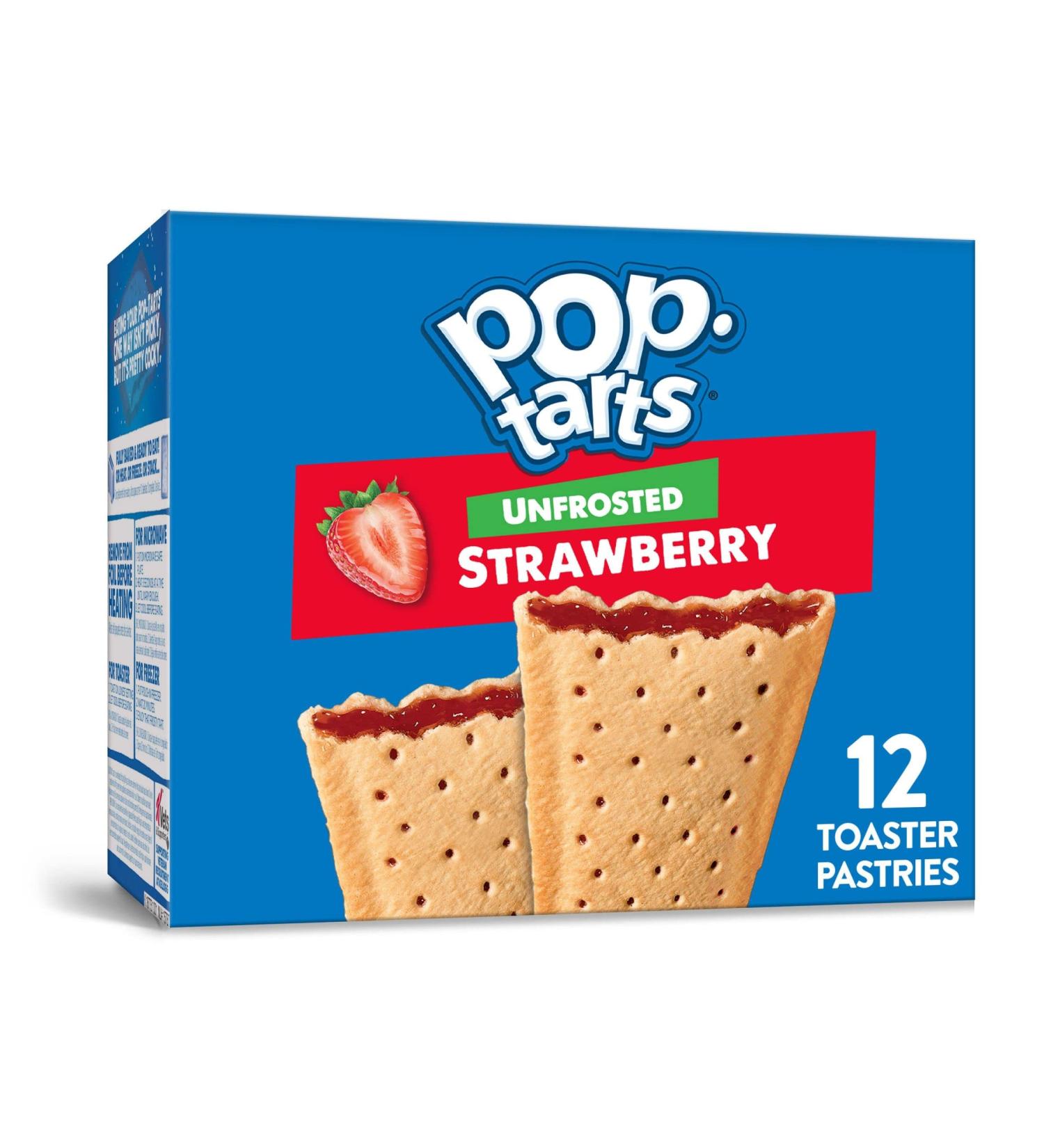 Pop-Tarts Unfrosted Strawberry Toaster Pastries - 20.3oz Box (12 Pack) | Breakfast Foods & Kids Snacks - Buy Online on GoSupps.com