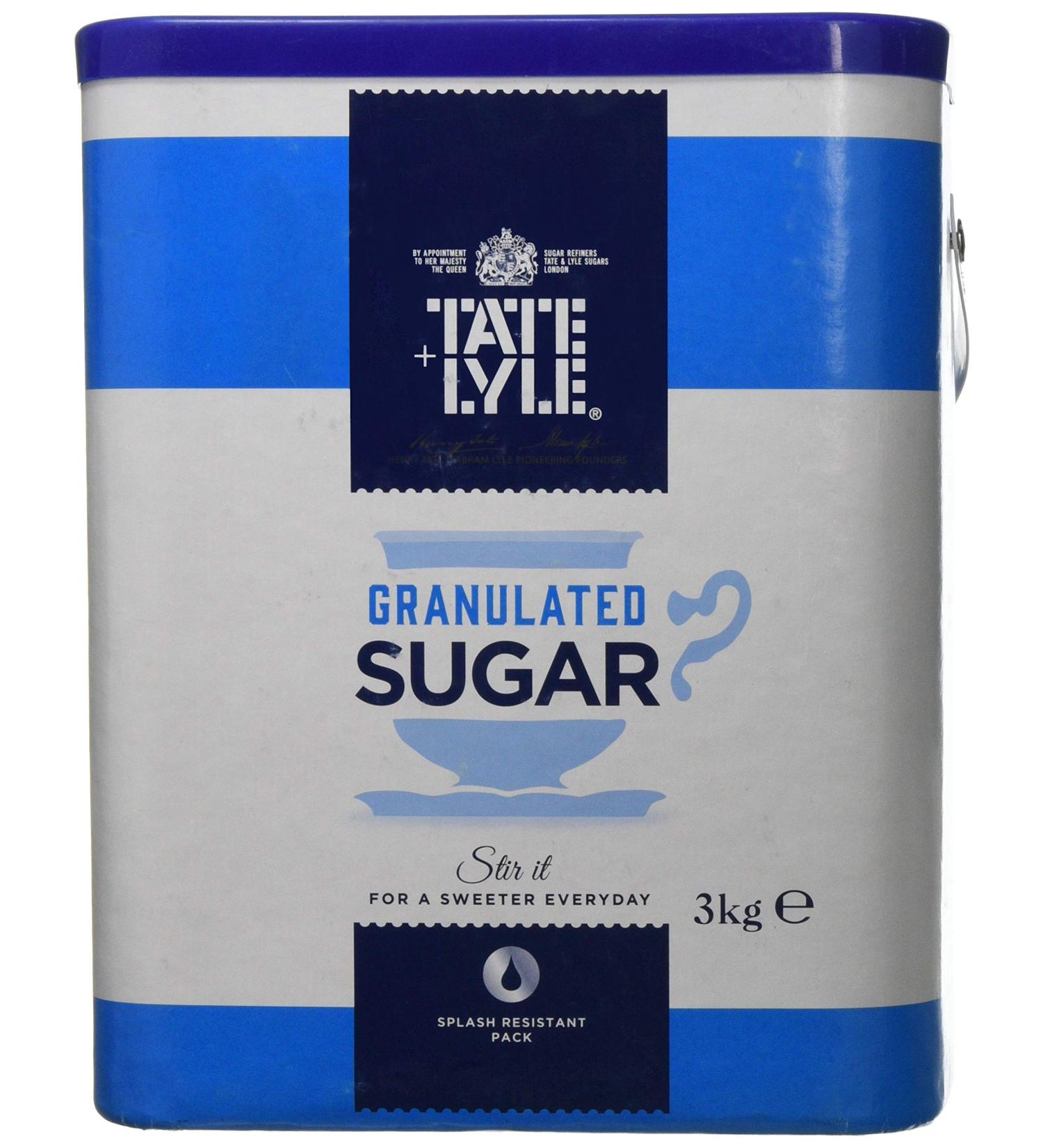 Tate and Lyle Sugars Granulated Pure Cane Sugar Drum with Handle 3 kg - Buy Online on GoSupps.com