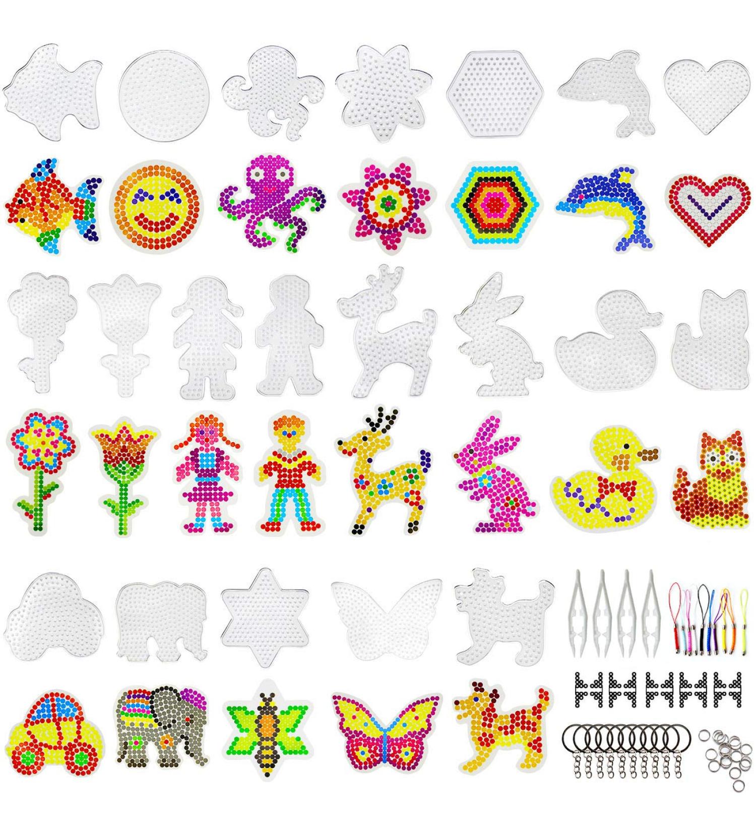 20 PCS Clear Plastic Fuse Beads Boards with Cards, Tweezers, Ropes, Keychains & Accessories for Kids DIY Craft Beads - Buy Online on GoSupps.com