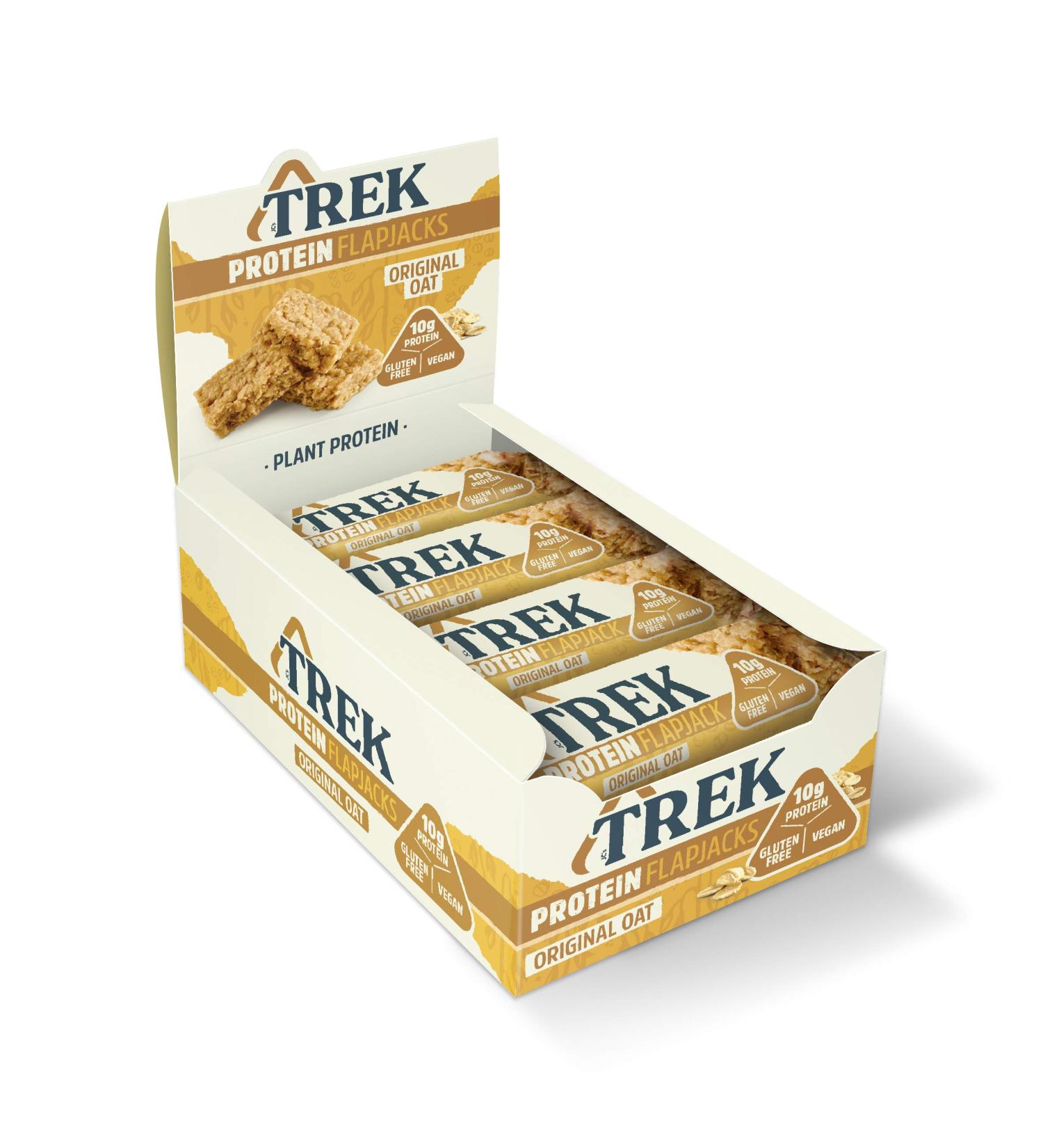 TREK High Protein Flapjack Original Oat - Gluten Free & Plant Based - Vegan Snack - 800g Total - Buy Online on GoSupps.com
