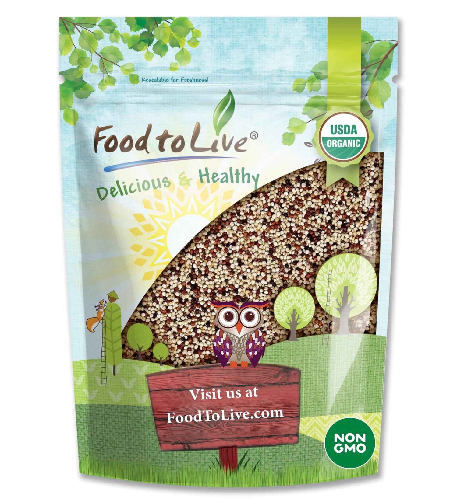 Organic Tri-Color Quinoa 5 lbs - Non-GMO Three-Color Blend - Whole Grain, Kosher, Vegan - High Fiber & Protein - Bulk Pack - Buy Online on GoSupps.com