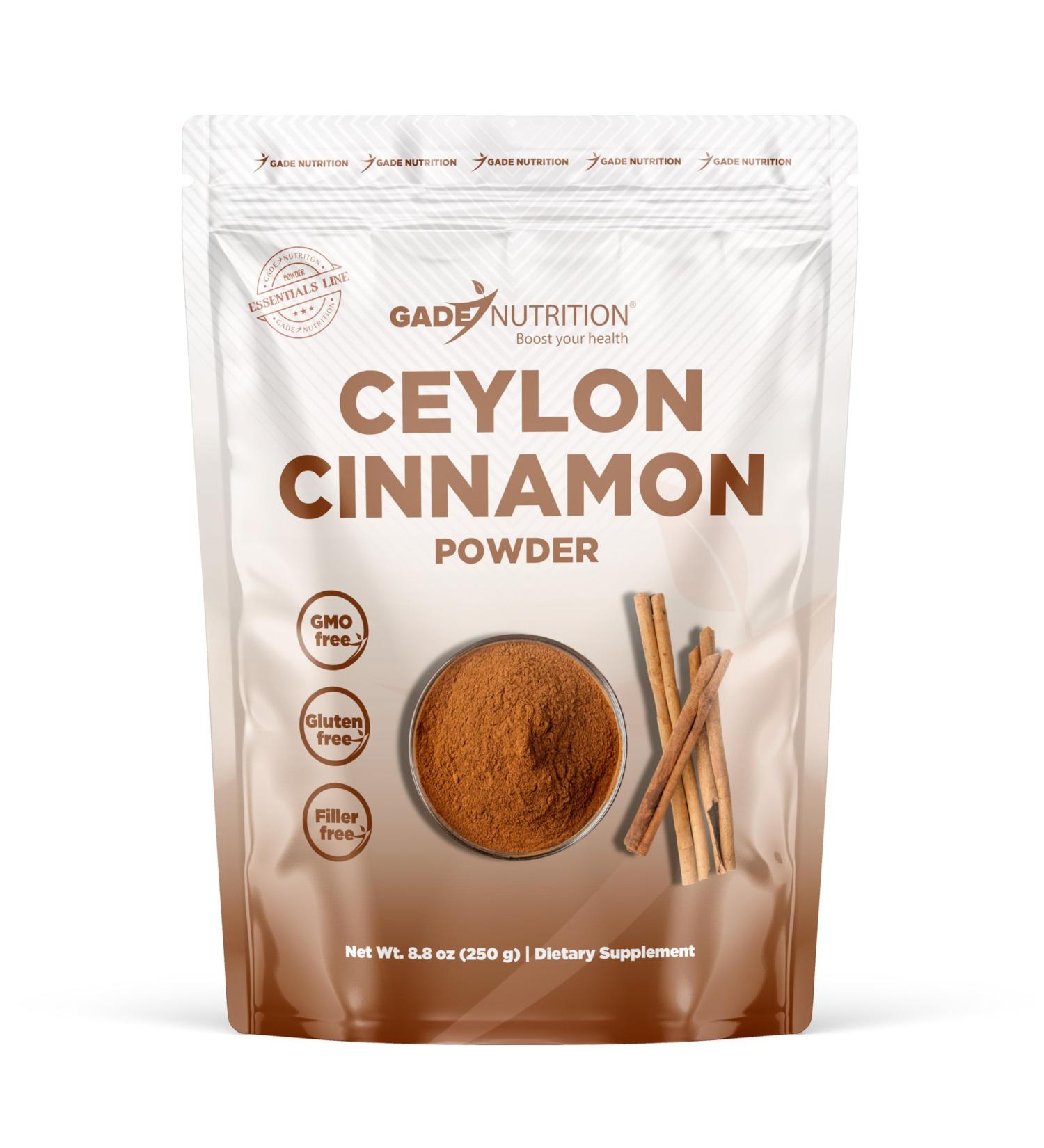 Gade Nutrition Ceylon Cinnamon Extract Powder | 250g (8.8 oz), 1000mg per Serving, 250 Servings | Non-GMO, Gluten-Free, Dairy Free, Vegan | USA Made - Buy Online on GoSupps.com