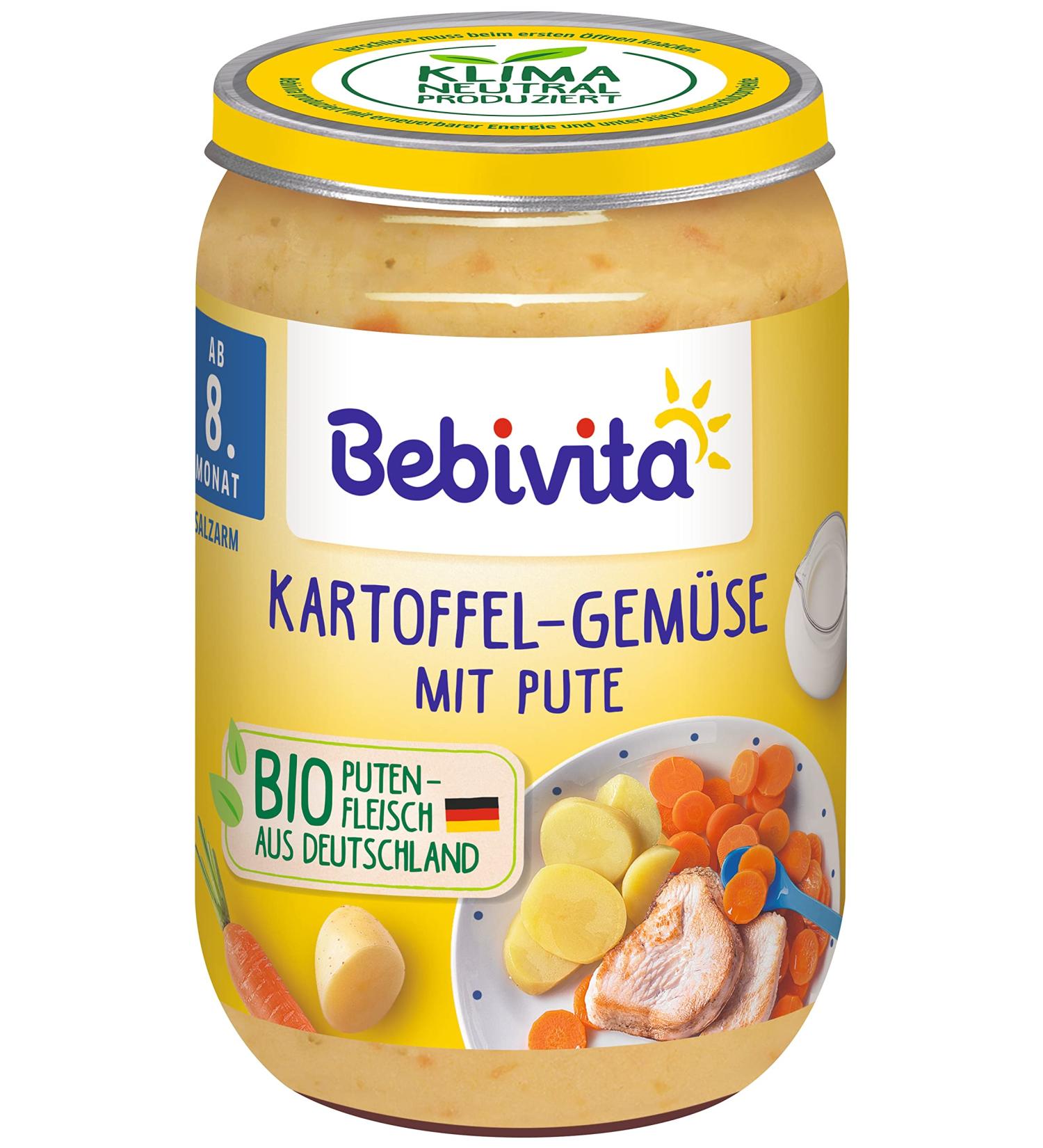 Bebivita menus from 8 months Potato-Vegetables with Turkey pack of 6 (6 x 220 g) Medium Potato-Vegetables with Turkey 220g