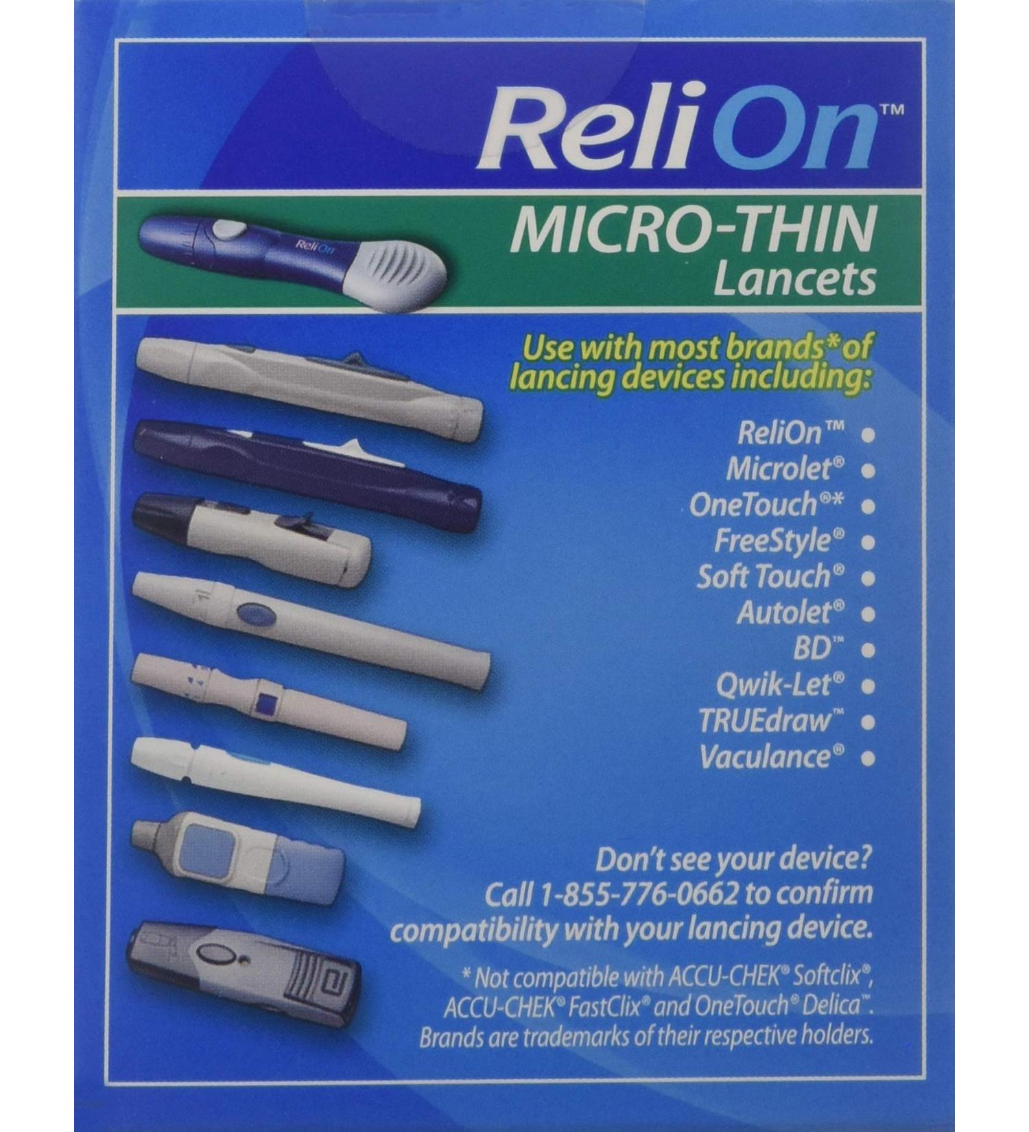 ReliOn 33G Micro-Thin Lancets 100-ct (Pack of 2) - Twin Pack - Buy Online on GoSupps.com