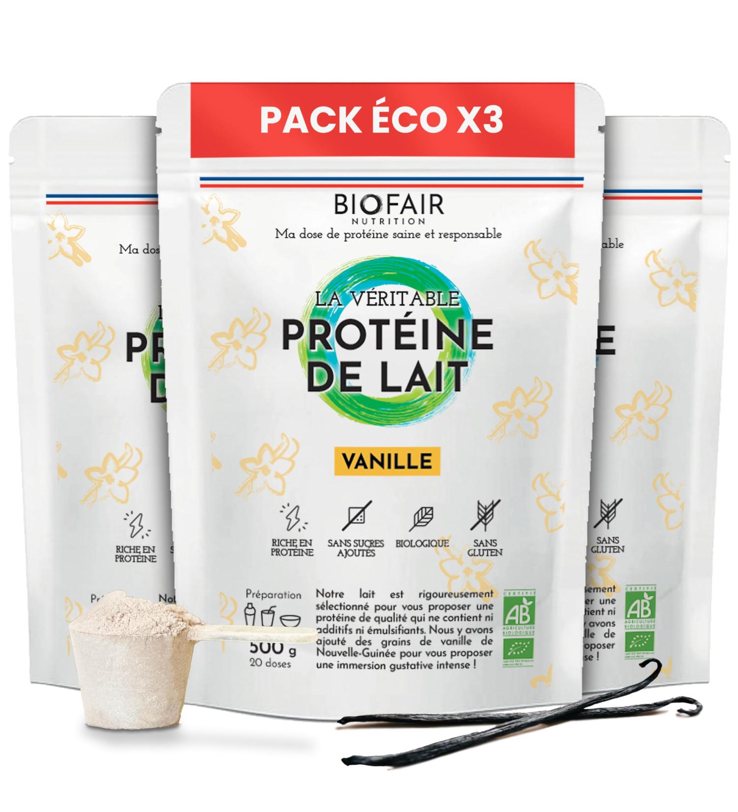 BIOFAIR NUTRITION Whey Protein Vanilla Bio 3 pieces healthy 100 natural and from our French pastures vanilla flavor 1500 g - Buy Online on GoSupps.com