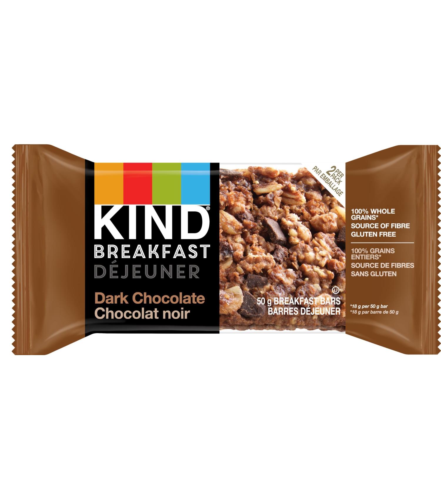 KIND Breakfast Bars Dark Chocolate Cocoa Gluten Free 1.8 Ounce 20 Count - Buy Online on GoSupps.com