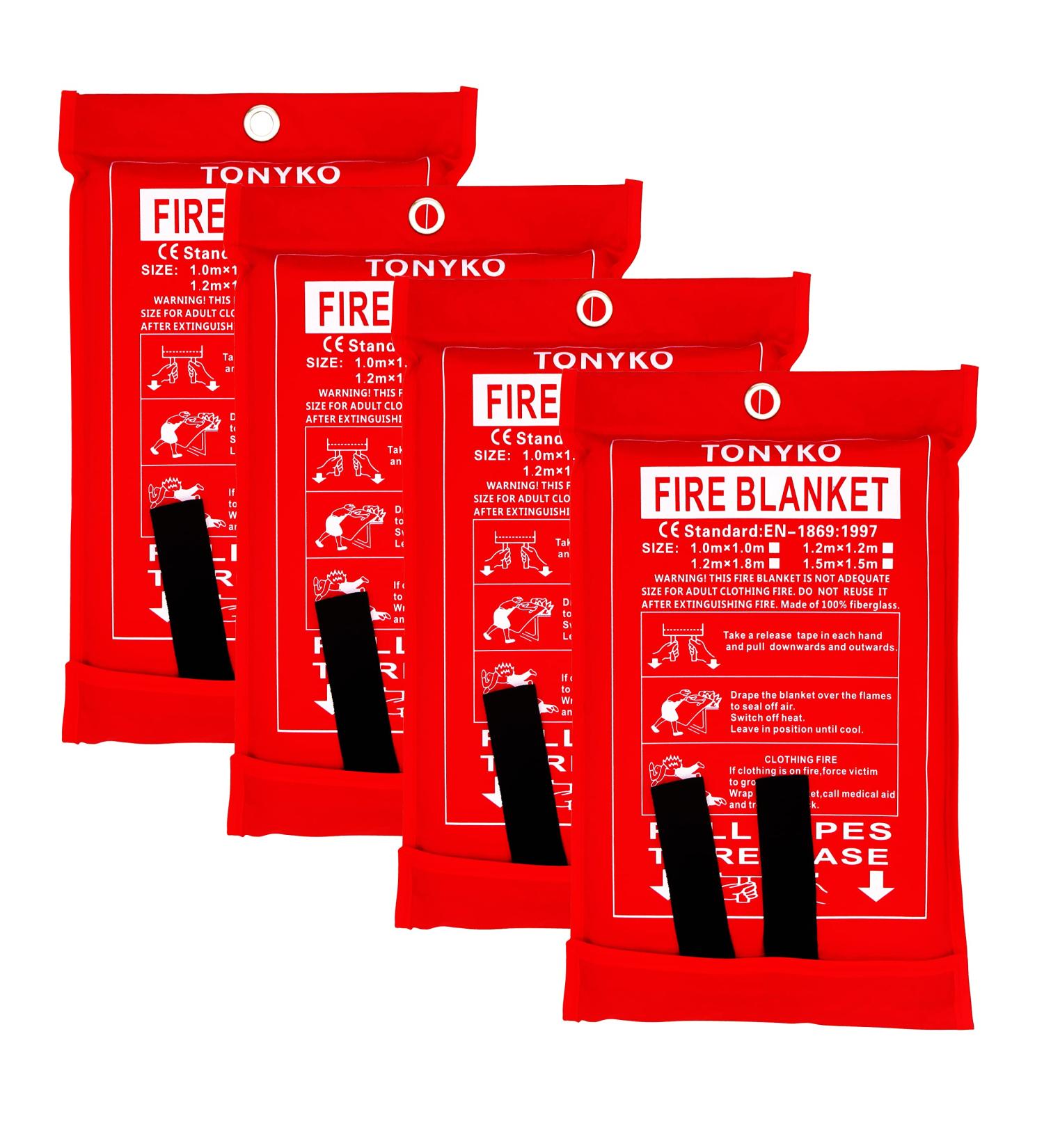 TONYKO Emergency Fire Blankets - Flame Retardant Protection for Kitchen, Fireplace, Grill, Car & Camping - White (4-Pack) - Buy Online on GoSupps.com