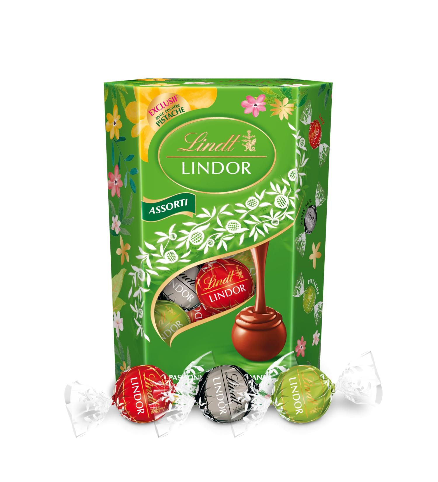 Lindt - Cornet Lindor Assorti Edition De Printemps - Assortiment De Chocolats Au Lait Noir 60% Et Pistache Id al Pour P ques 200G - Buy Online on GoSupps.com