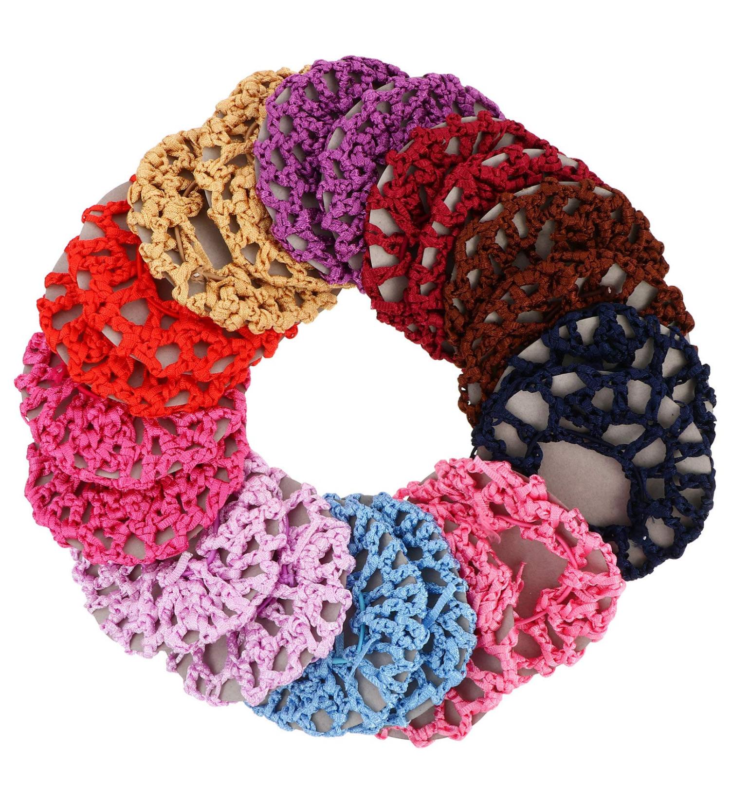Lurrose 20pcs Colorful Crochet Snood Hair Net Set for Women - Bun Cover Hair Accessories for Ballet, Dance, Skating - Buy Online on GoSupps.com