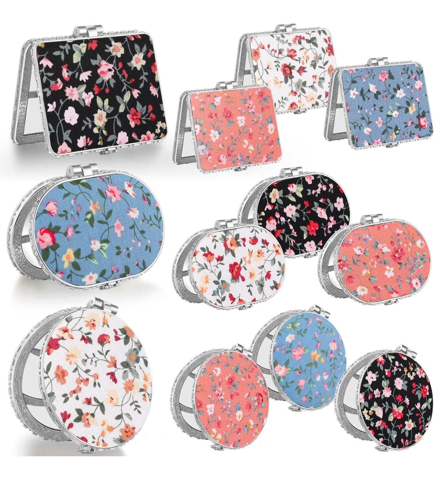 Blulu Flower Compact Mirror for Purse - Retro Floral Pocket Makeup Mirror for Women - Portable Travel Mirror (Silver Edge) - Buy Online on GoSupps.com