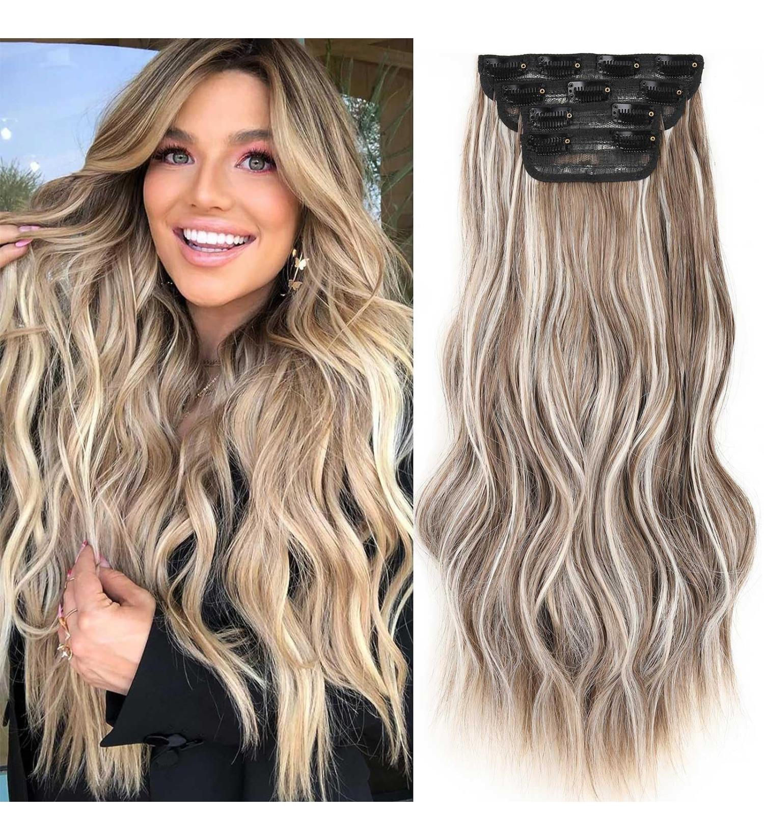 Xtrend 20Inch Medium Brown Ash Blonde hair extensions Clip in Hair Extensions Synthetic Hair pieces for Women - Buy Online on GoSupps.com