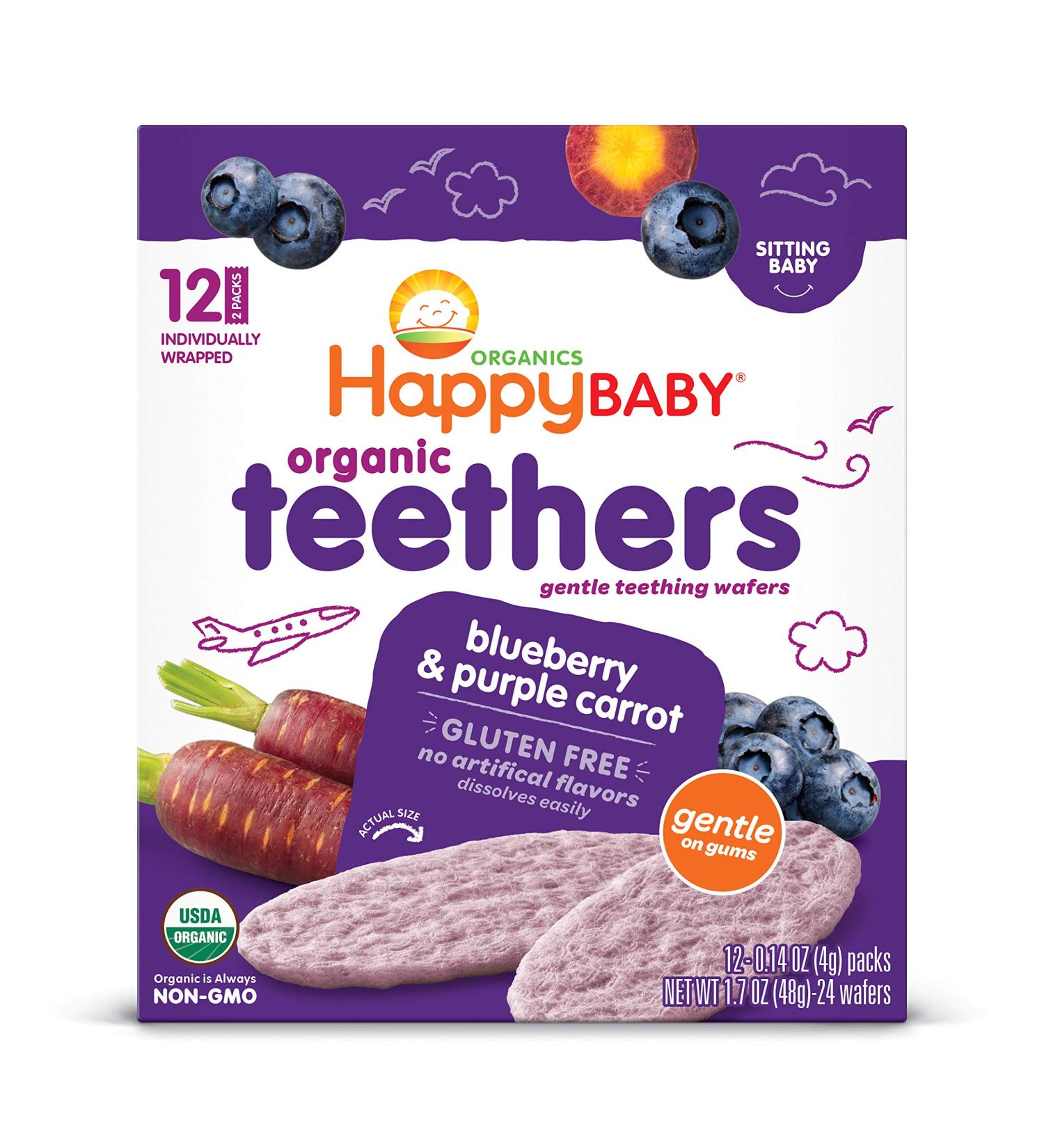 Happy Baby Organics Teether Blueberry & Purple Carrot 12 ct - Pack of 6 - Buy Online on GoSupps.com
