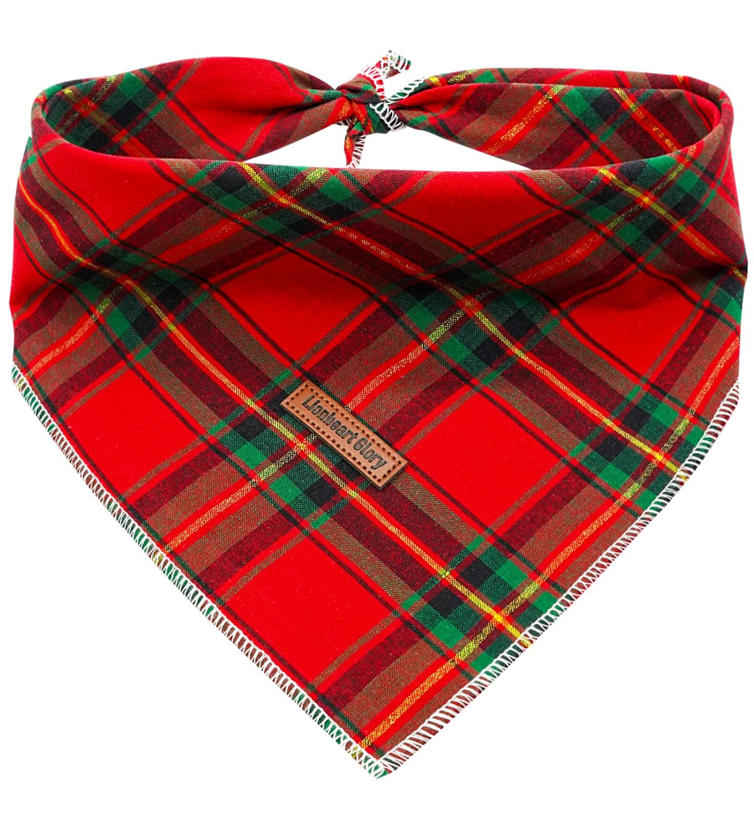 Buy Lionheart Glory Washable Soft Cotton Christmas Dog Neck Towel | Adjustable Checkered Kerchief for Small Dogs - Red-Green (1 Pack) - Buy Online on GoSupps.com
