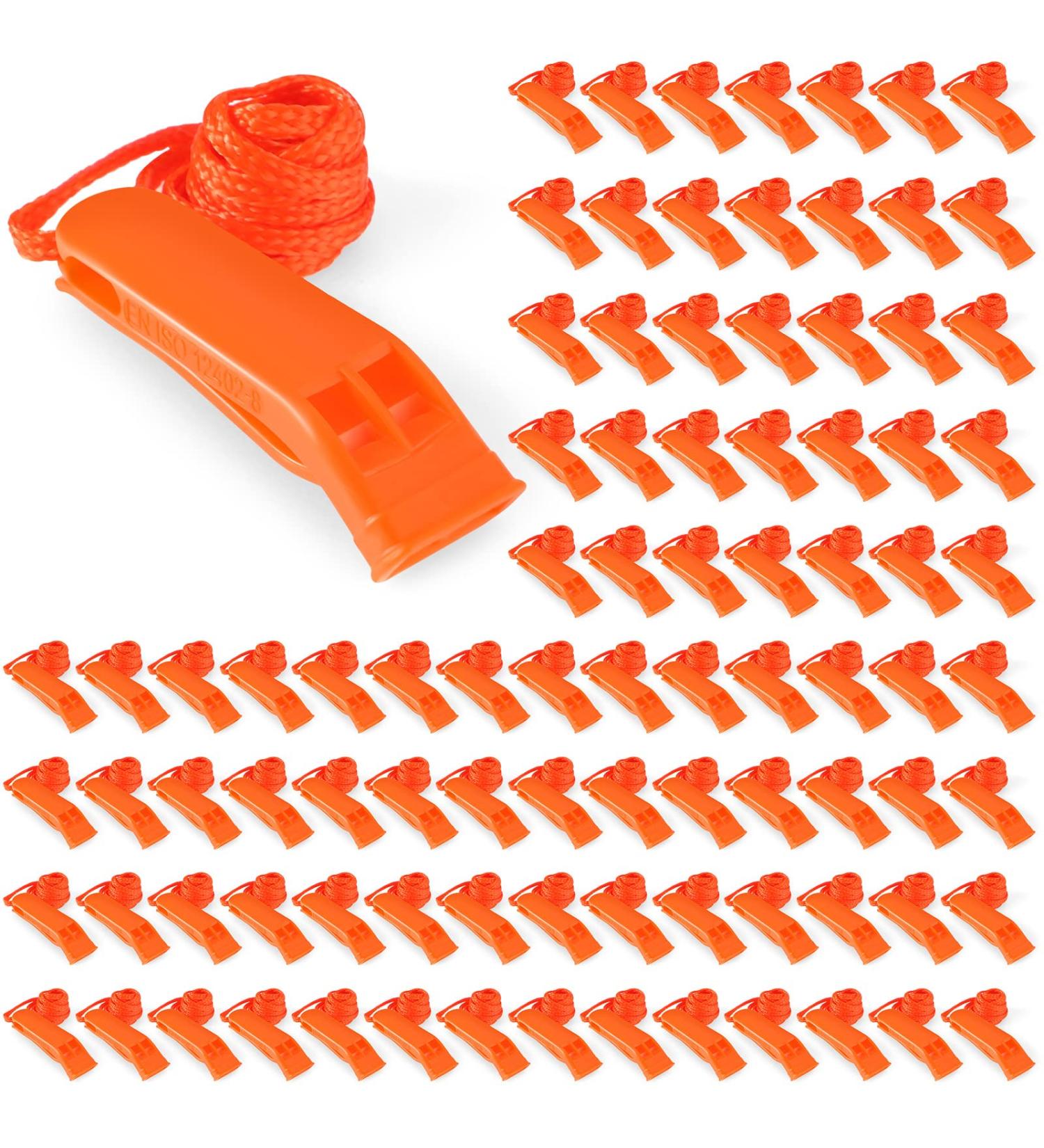 100 Pieces Emergency Whistle with Lanyard for Safety Camping and Survival - Loud Blast for Hiking, Boating, and Hunting - Buy Online on GoSupps.com
