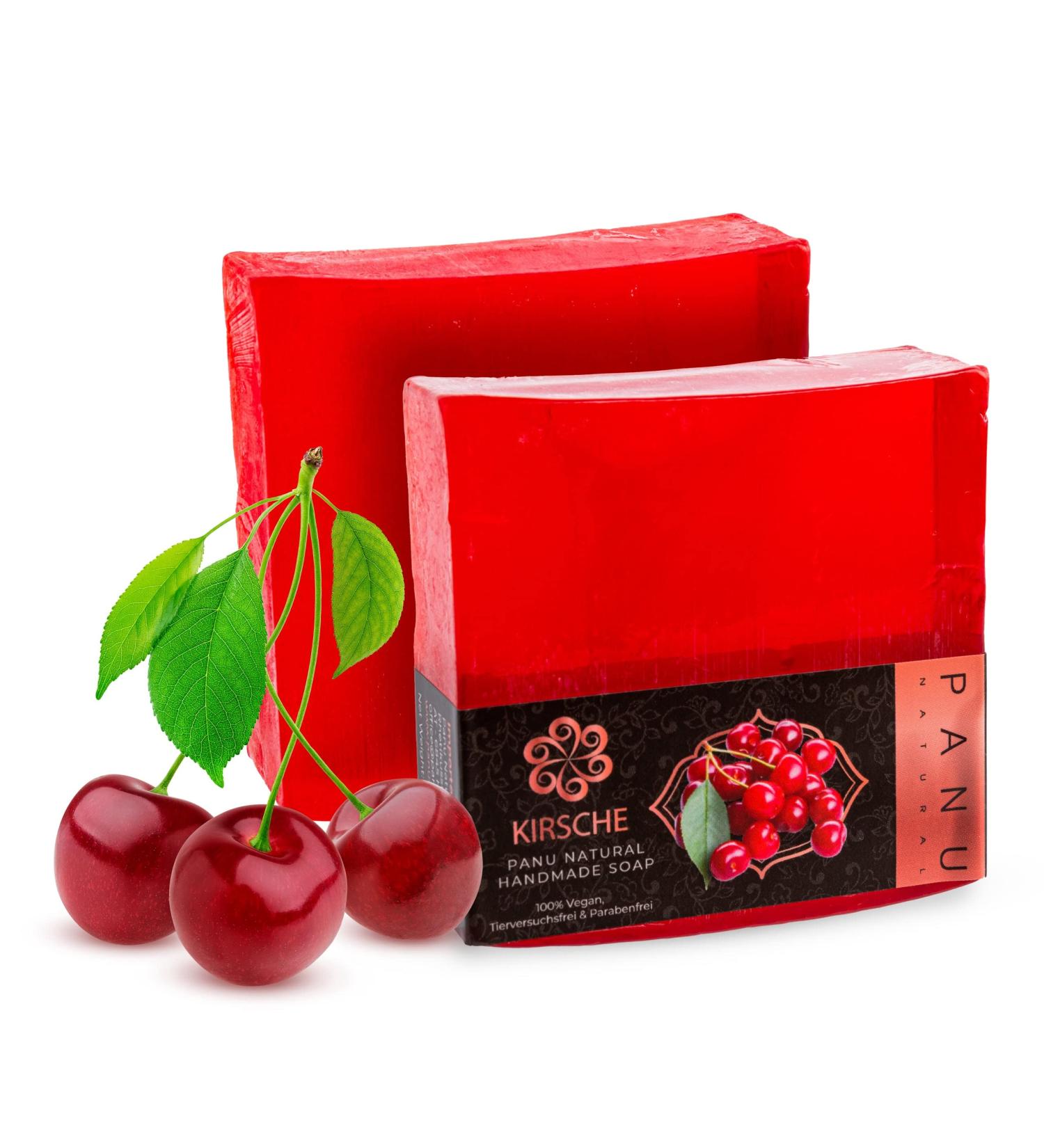 Panu Soaps Cherry | Vegan Natural Shower Gel & Solid Shampoo | Premium Soap Bar for All Skin Types | 110g Kirsche - Buy Online on GoSupps.com