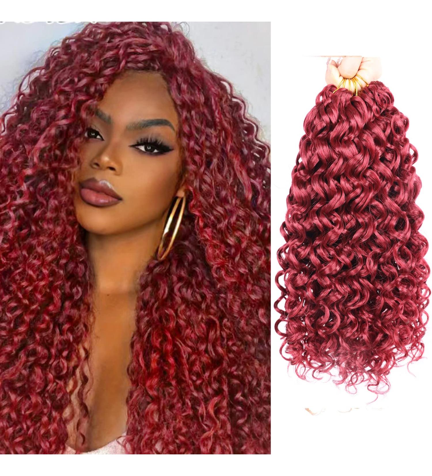 Gogo Curl Crochet Hair 12 Inch 7 Packs Short Burgundy Curly for Black Women - Water Wave Deep Wave Beach Curl Synthetic Hair Extensions - Buy Online on GoSupps.com