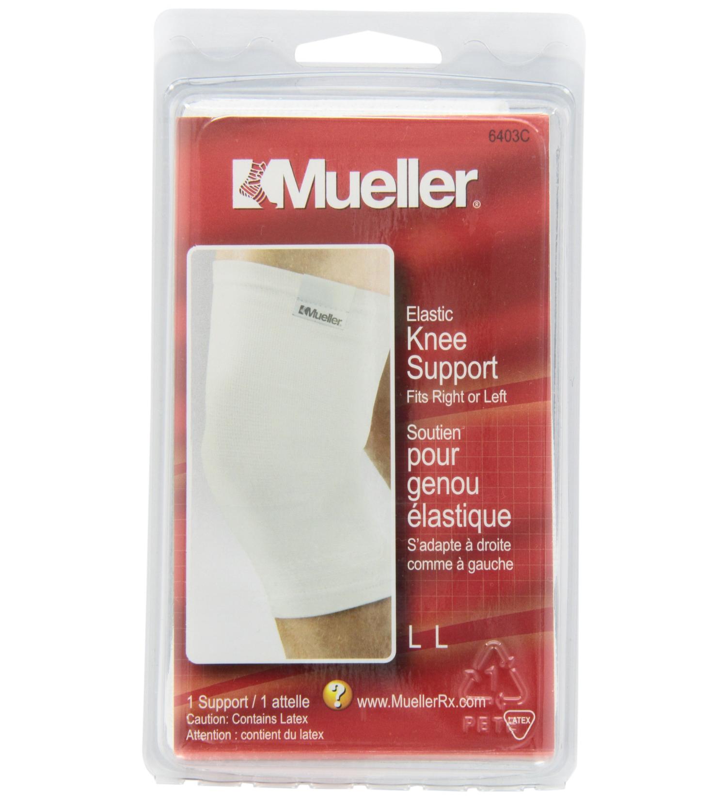 Mueller 6403 Elastic Knee Support (LG) - Durable Comfortable & Adjustable Knee Brace for Injury Recovery - International Shipping Available - Buy Online on GoSupps.com