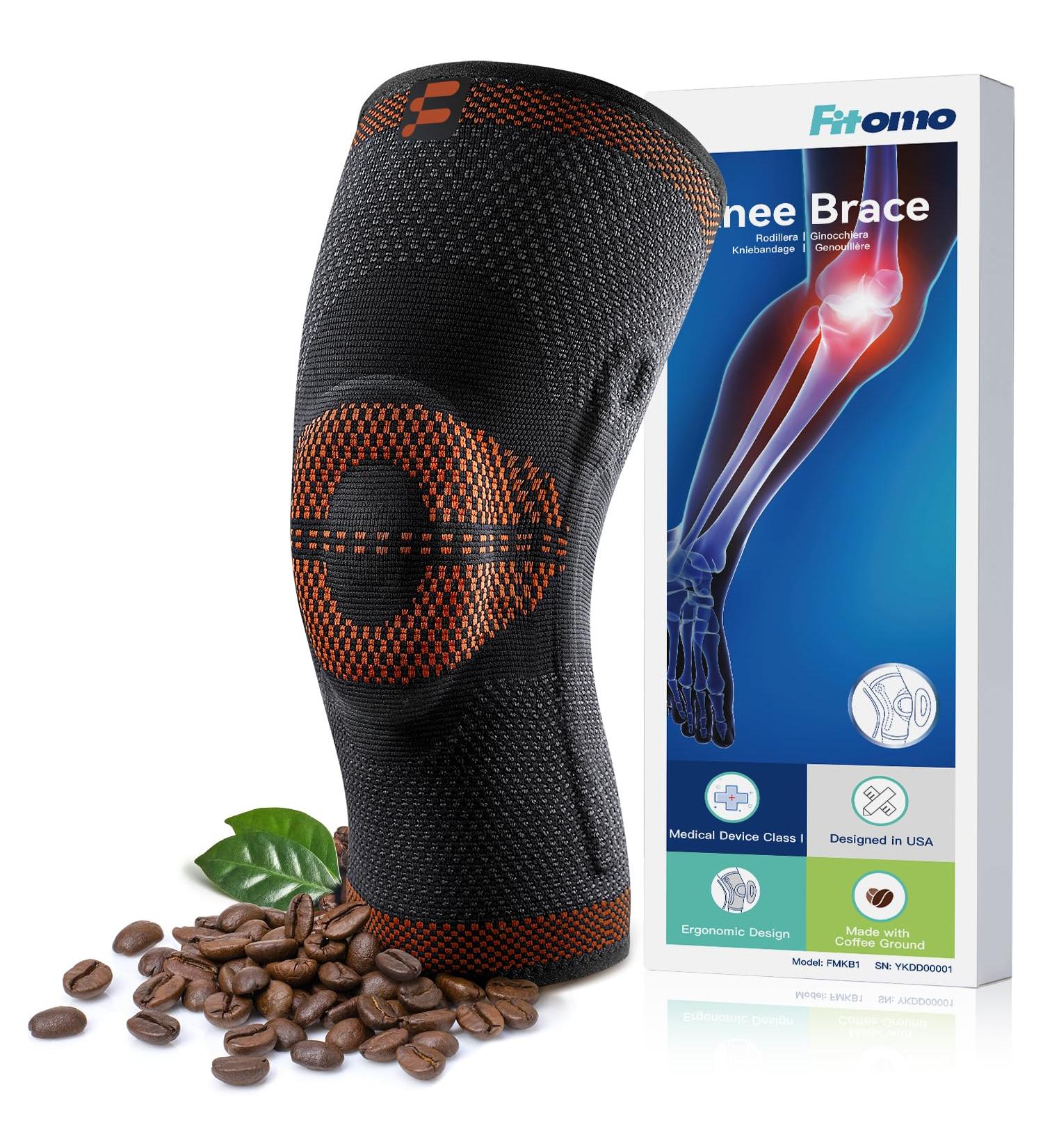 Compression Knee Brace for Men & Women - Coffee Ground Knee Sleeve for Meniscus Tear ACL Arthritis Pain - Patella Pad & Side Stabilizers - Best Support for Weightlifting & Running - Buy Online on GoSupps.com