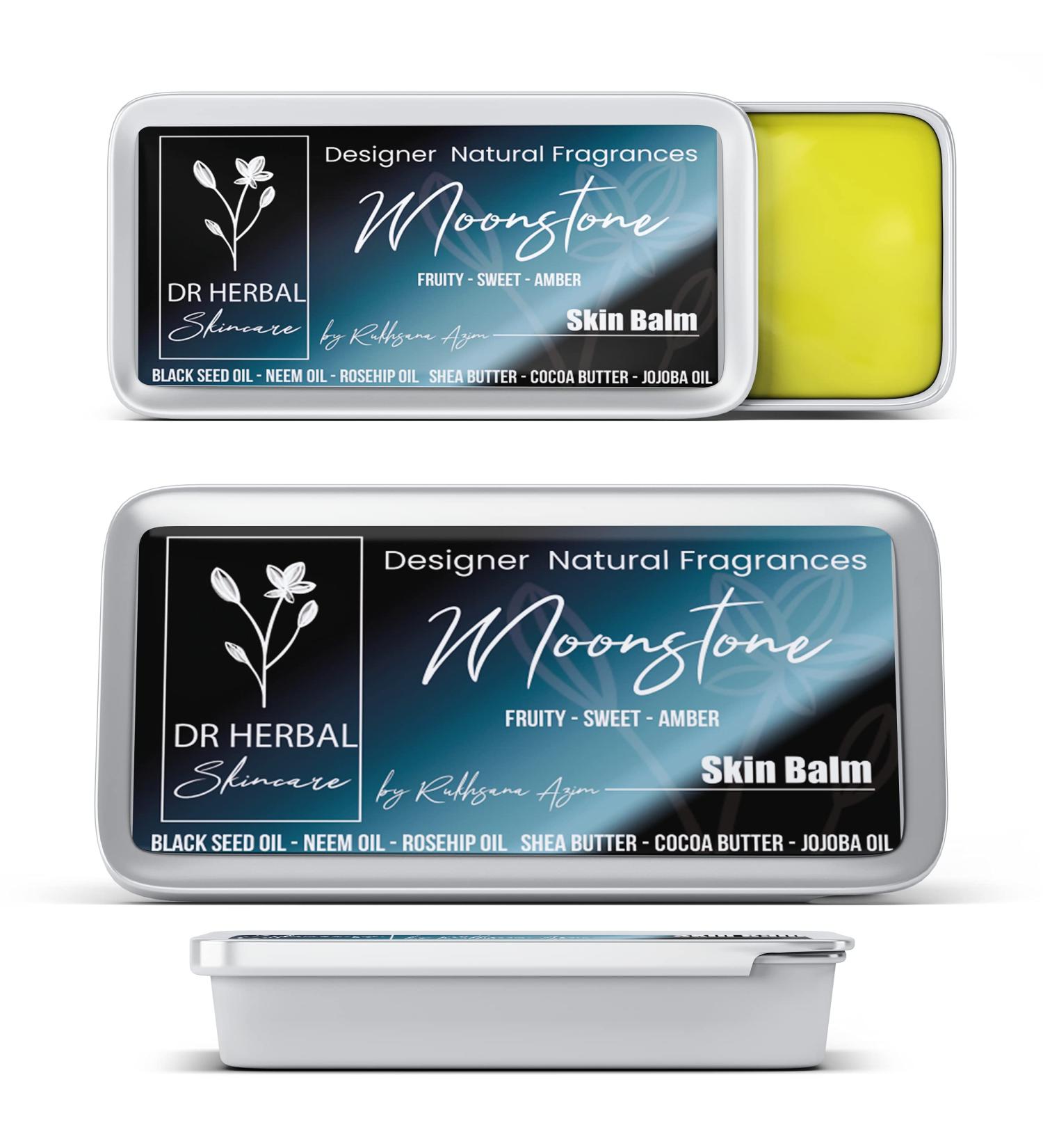 Dr Herbal Moonstone BLACKSEED OIL NEEM OIL ROSEHIP OIL SHEA & COCOA BUTTER Solid Balm FRUITY SWEET AMBER With 6 Natural Oils 20g - Buy Online on GoSupps.com