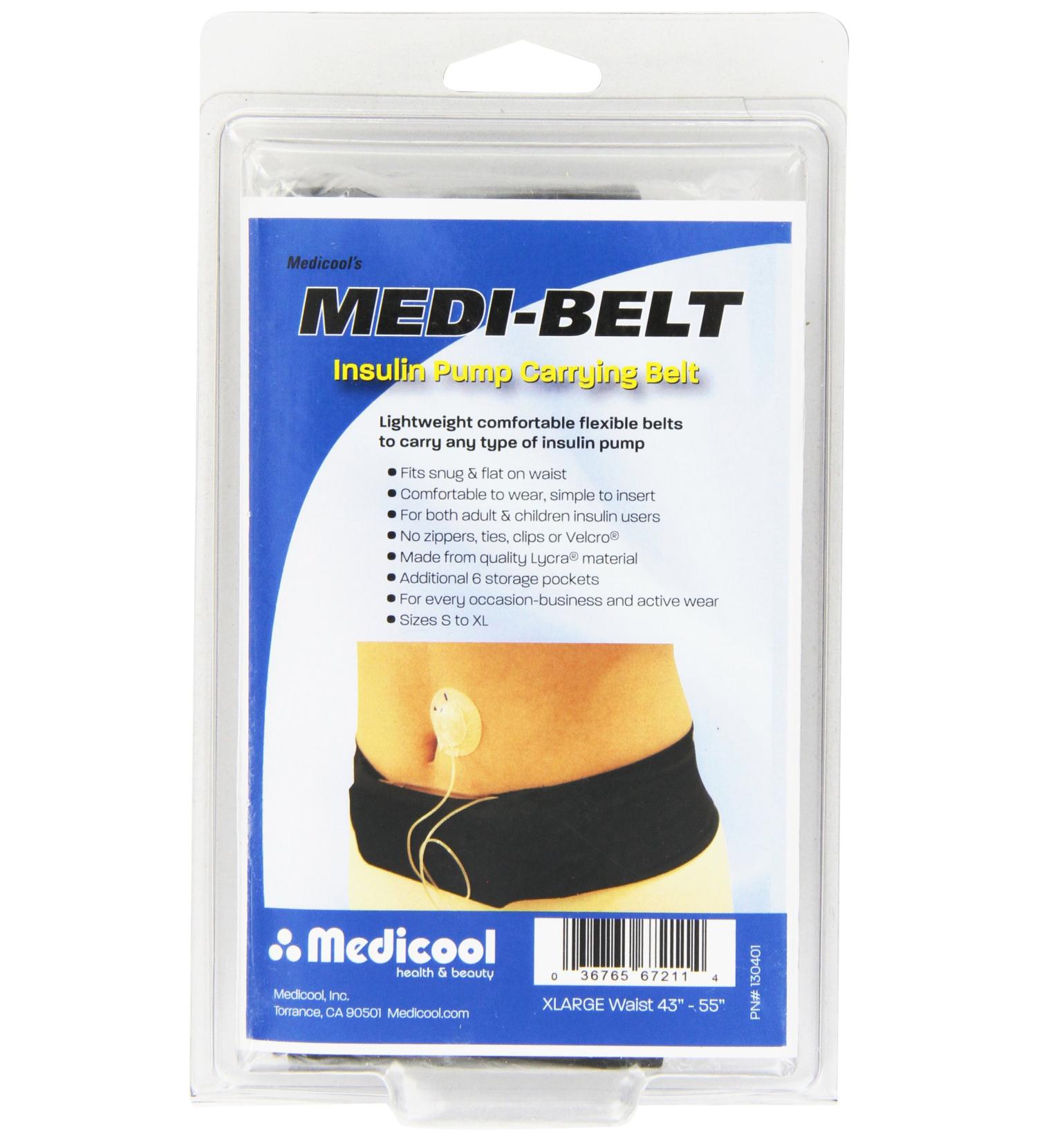 Medicool Medi-Belt Carrier Lightweight Comfortable Flexible Belts for Insulin Pump | MEDBELTBK5 X-Large (Pack of 1)