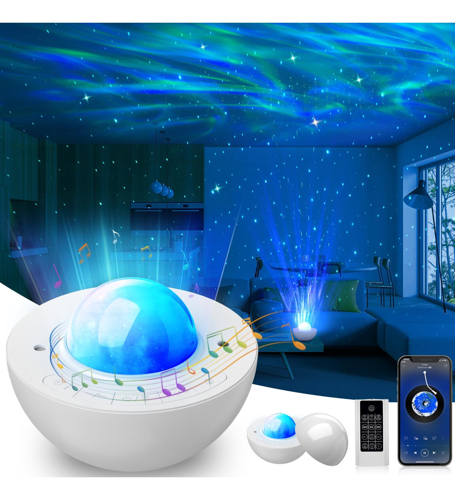 Galaxy Projector with White Noise, Bluetooth Speaker & Remote Control - Ideal Night Light for Bedroom, Kids Room - Starry Sky Aurora Projection - Perfect for Parties & Home Decor - Buy Online on GoSupps.com