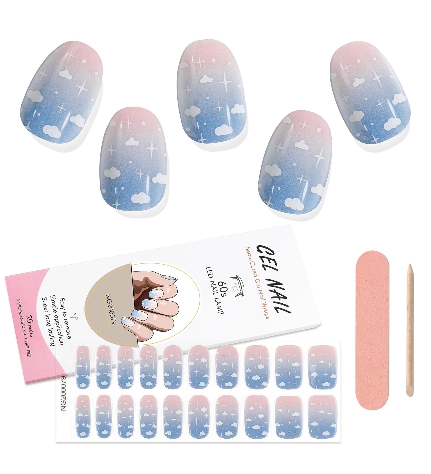 Kalolary Gel Nail Polish Strips Set with Nail File & Stick - Waterproof Semi Cured Art Sticker for Women, UV/LED Lamp Required - 6 Pack - Buy Online on GoSupps.com