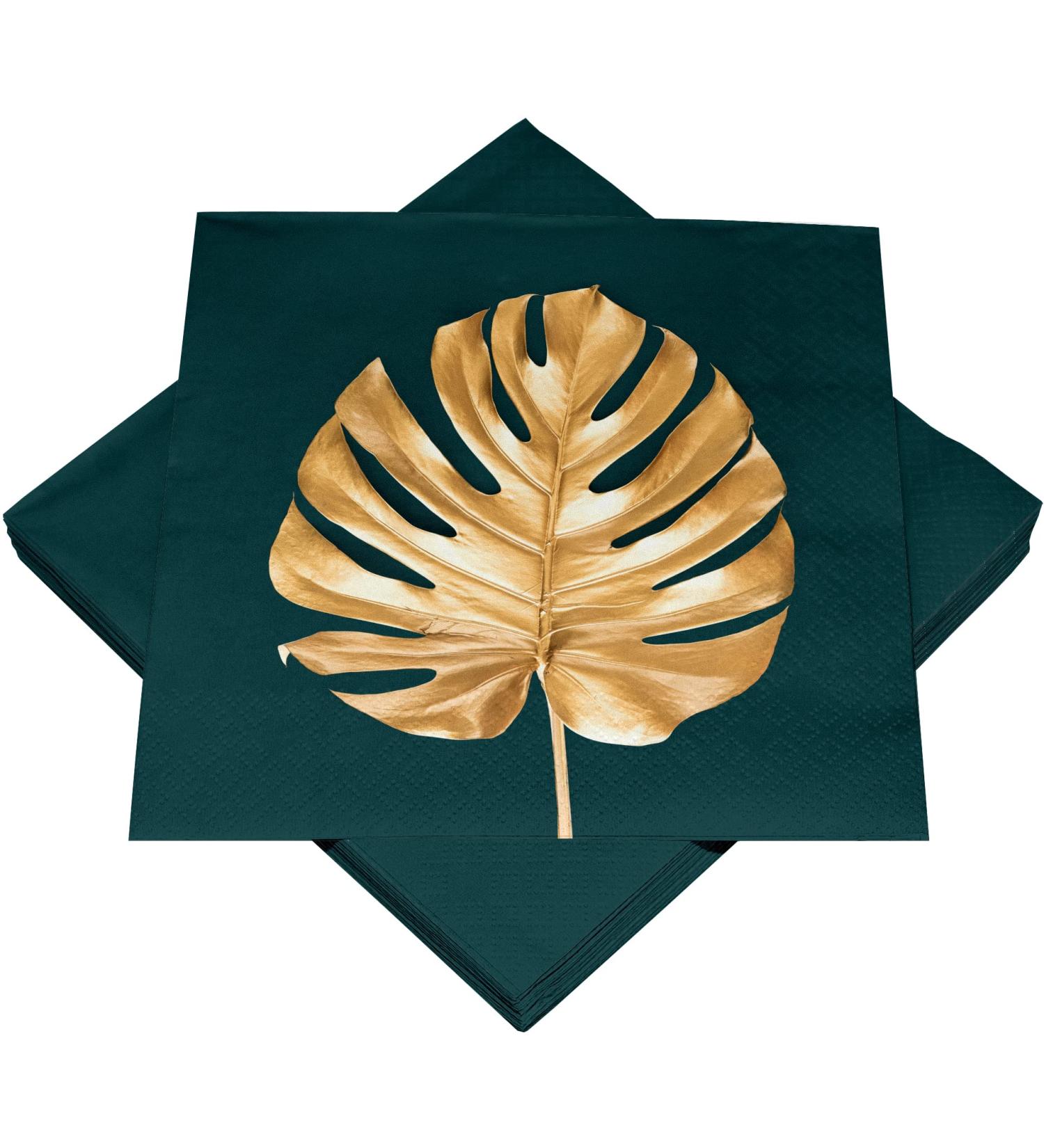 HEKU 100 napkins 3-layer 33x33cm i sucking hard and practically packaged i ideal for weddings anniversaries and special occasions golden Leaf 33x33cm Golden Leaf