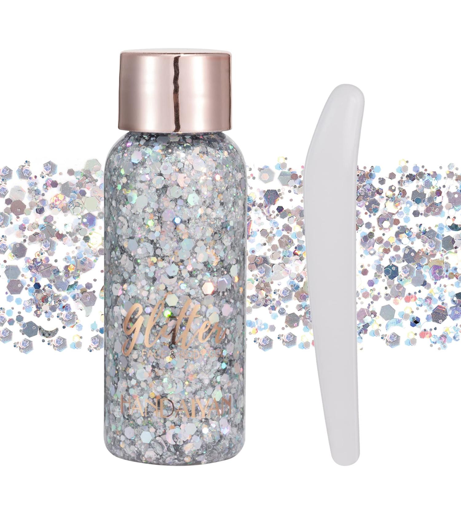 GL-TURELIFES Mermaid Chunky Glitter - Long Lasting Festival Body Gel Face Hair & Nail Make-up - 30g Silver Glitter Cosmetics - Buy Online on GoSupps.com