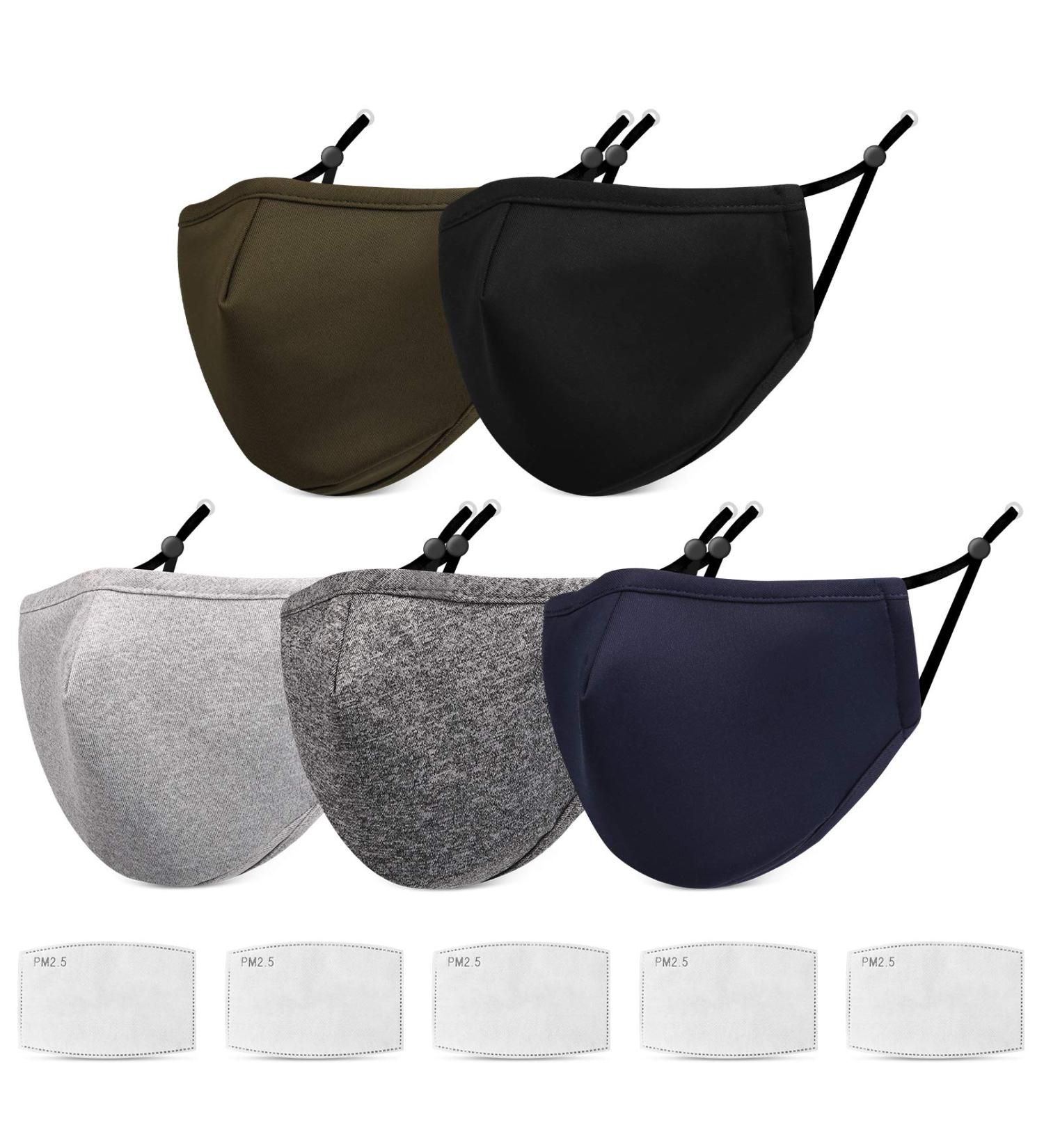 Breathable Face Mask with Nose Wire & Adjustable Ear Loops - 5 Pcs Reusable 3-Ply (Fashion Style 2) - Buy Online on GoSupps.com