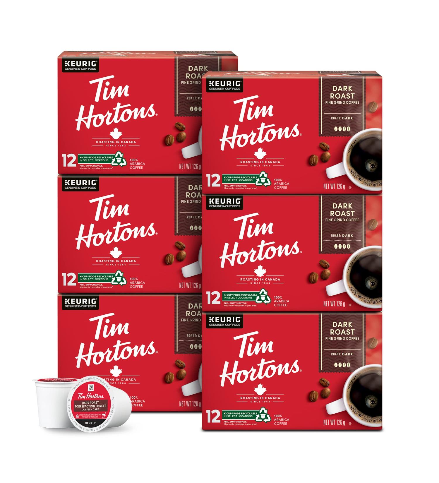 Tim Hortons Dark Roast Coffee Single Serve Keurig K-Cup Pods 72 Count - Buy Online on GoSupps.com