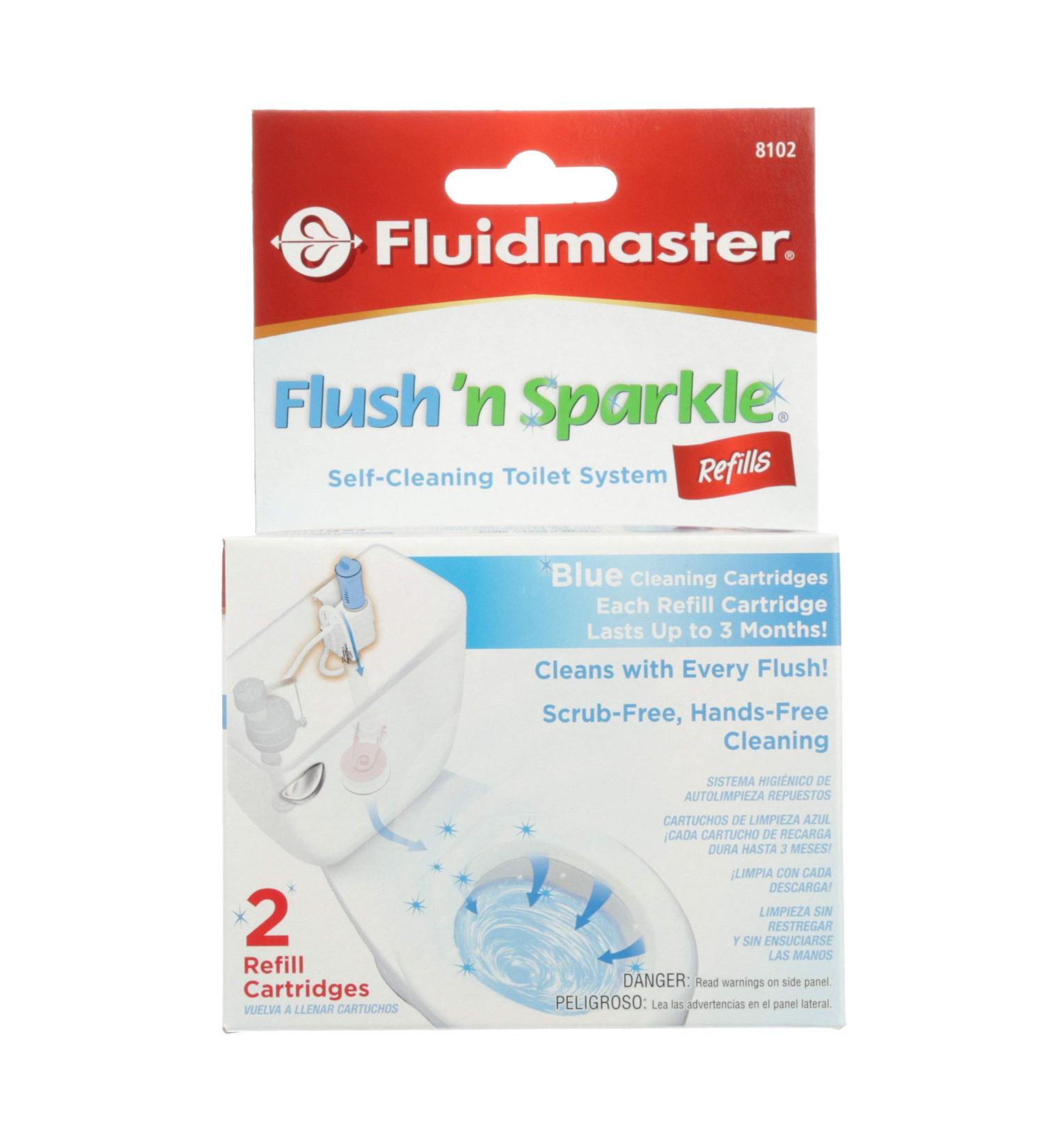 Fluidmaster 8102P8 Flush 'n Sparkle Automatic Toilet Bowl Cleaning System Refills - Blue 2-Pack - Buy Online on GoSupps.com