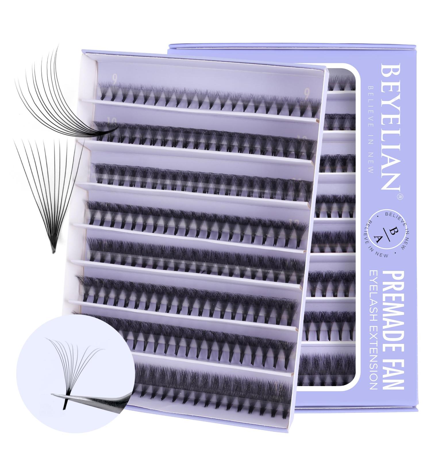 BEYELIAN Premade Volume Eyelash Extensions - 1000 Fans 9-16mm 0.07mm 10D C Curl | Handmade Loose Fans for Stunning Lashes - Buy Online on GoSupps.com