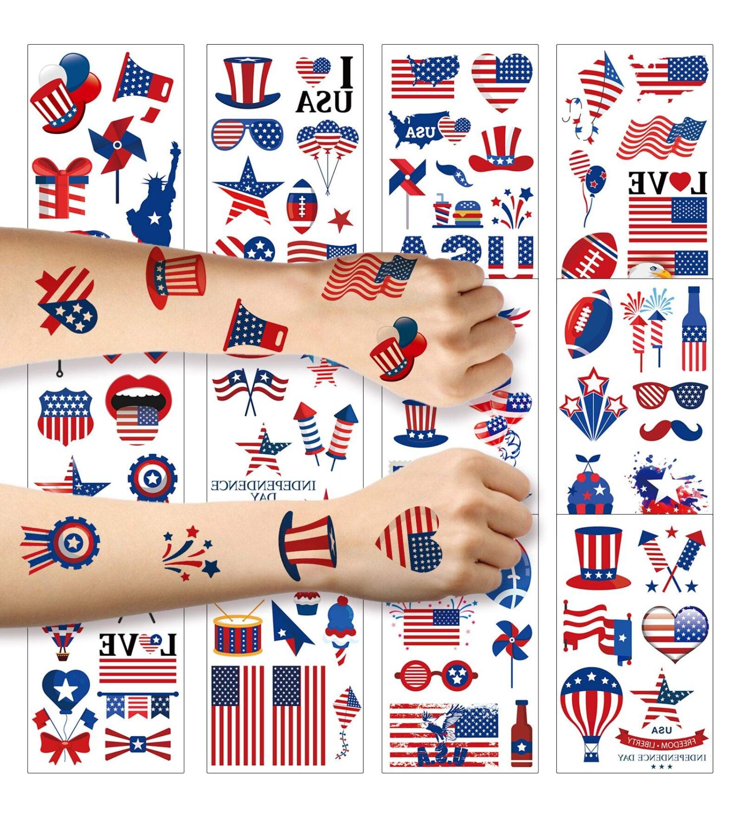 ZERHOK 4th of July Temporary Tattoos - 12 Sheet American Flag Design for Independence Day Party Supplies - Buy Online on GoSupps.com