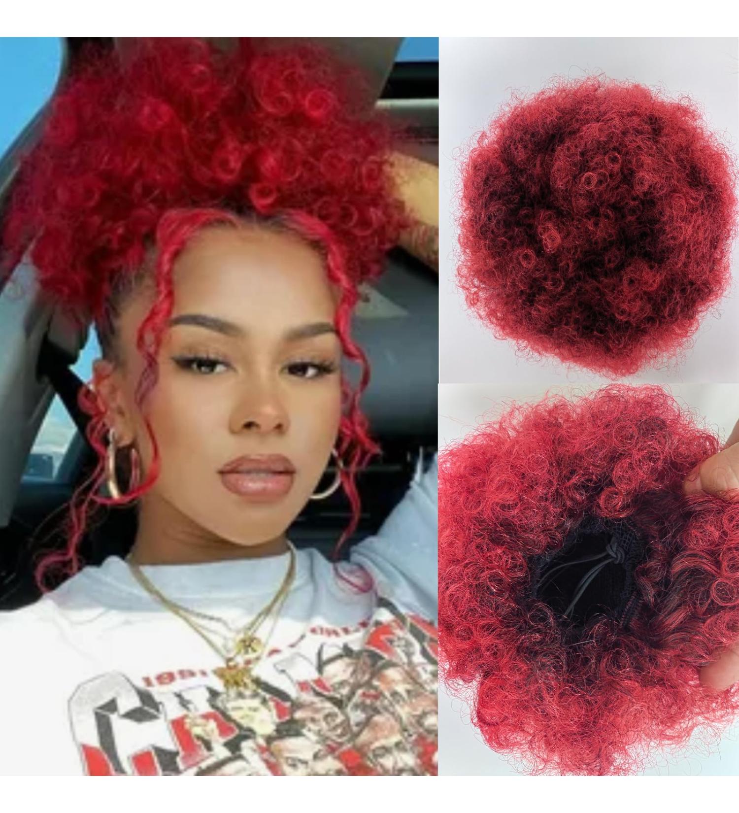 JHZHONG Afro Puff Drawstring Ponytail for Black Women Short Kinky Curly Afro Ponytail Synthetic Hair Afro Bun Drawstring Ponytail for Women(red/Large (Pack of 1) Large (Pack of 1) Red - Buy Online on GoSupps.com