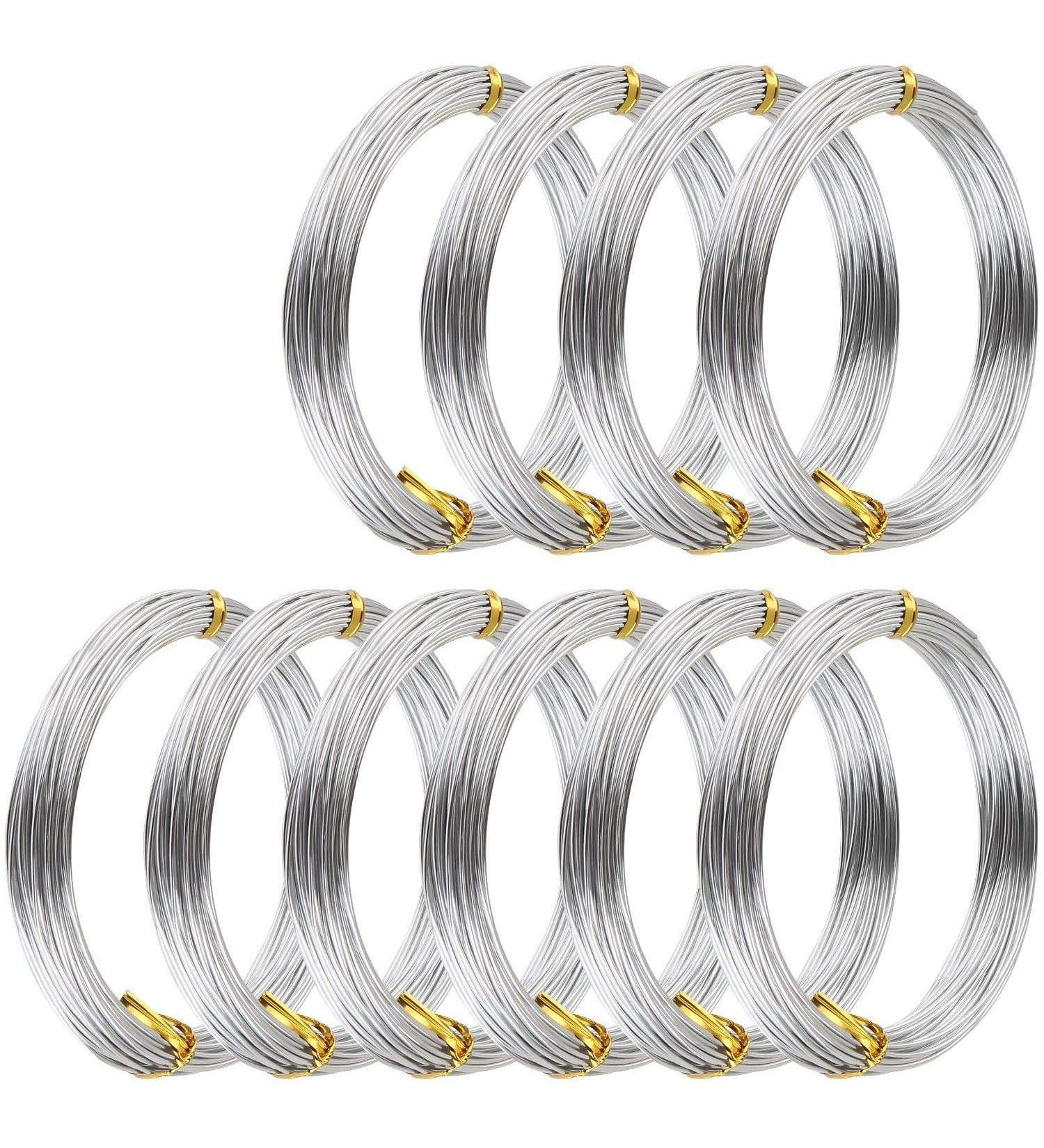 10 Rolls 18 Gauge Bendable Aluminum Craft Wire - 328 FT Silver Beading Wire for DIY Dolls Skeletons and Crafts - Buy Online on GoSupps.com