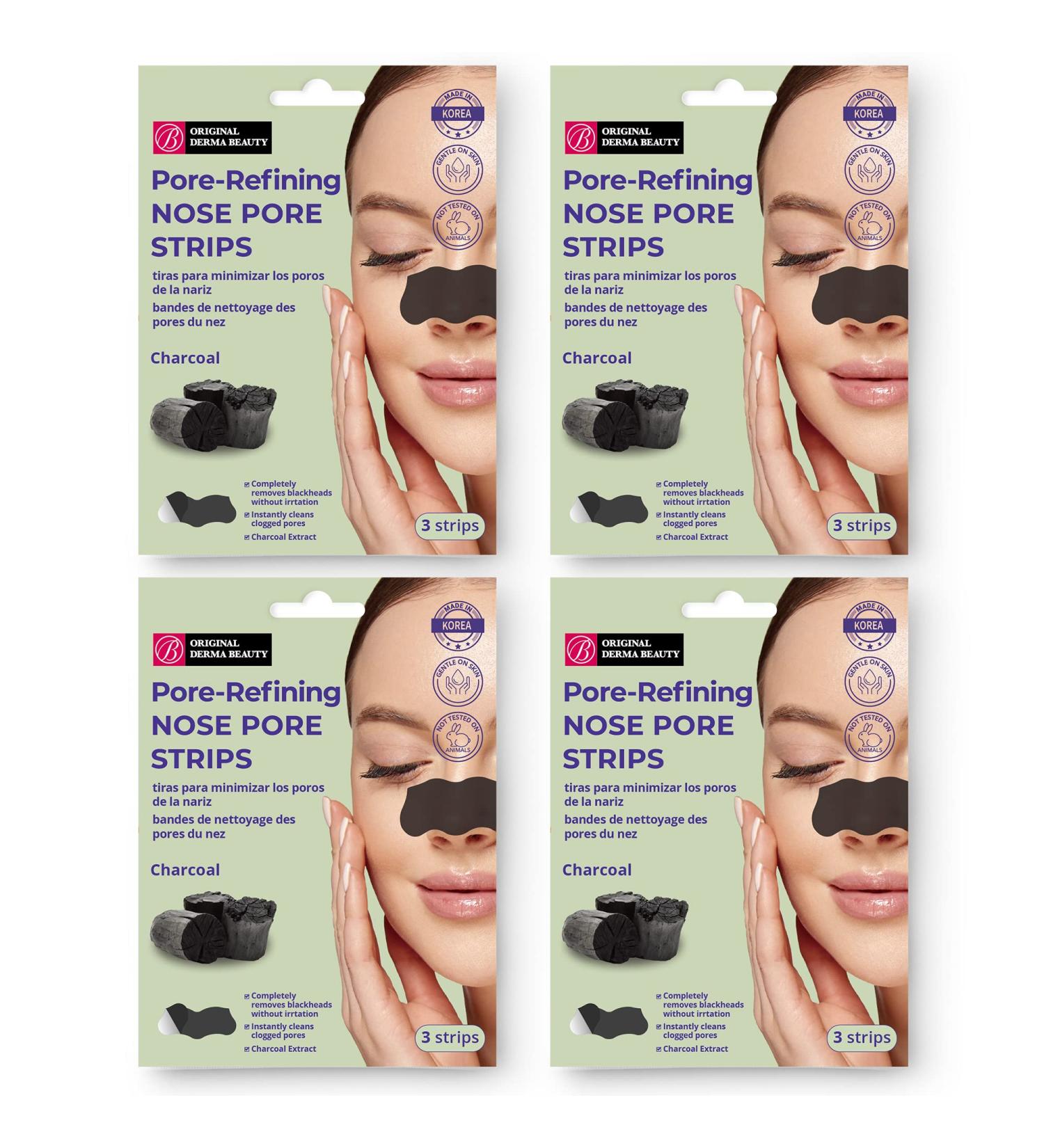 Original Derma Beauty Nose Strips - 12 Pore-Refining Charcoal Strips for Blackhead Removal | Beauty & Personal Care - Buy Online on GoSupps.com