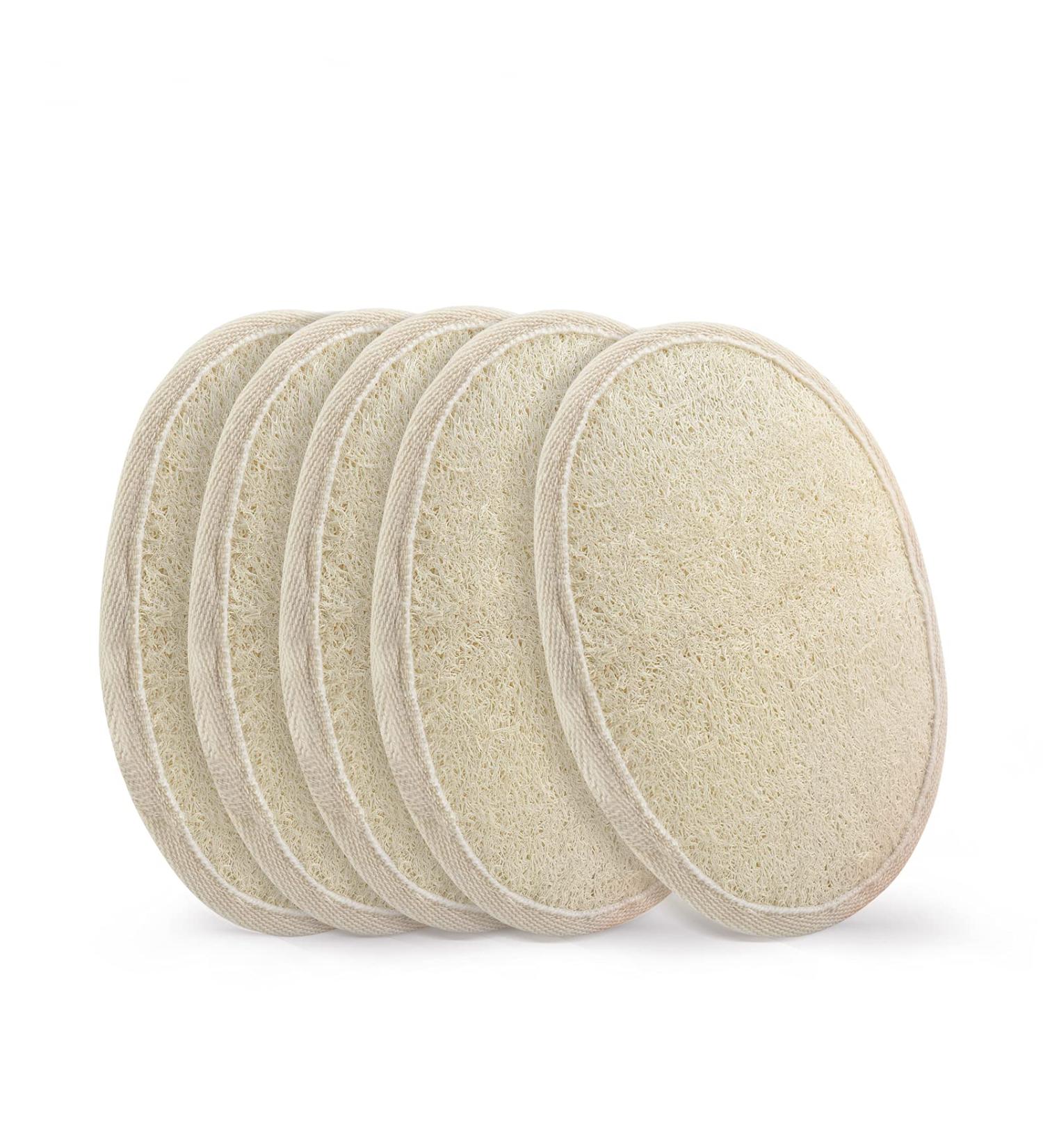Aimisin Skin Exfoliating Loofah Pads - 5 Pcs Natural Cleansing Tablets for Men and Women | Body Washing Sponge for Bath Spa and Shower | Remove Dead Skin - Buy Online on GoSupps.com